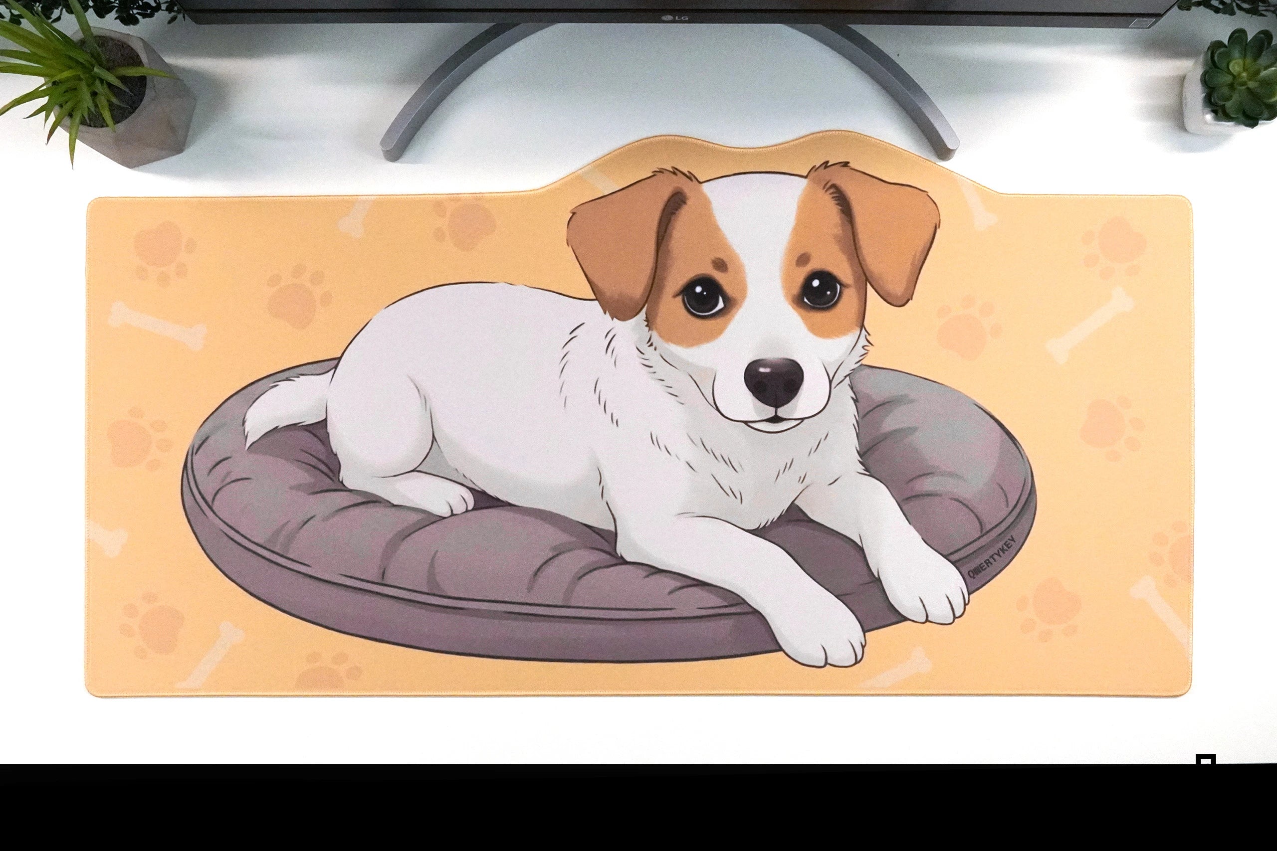 Deskmat Mousepad QwertyKey Dog Joy 4mm bordi cuciti