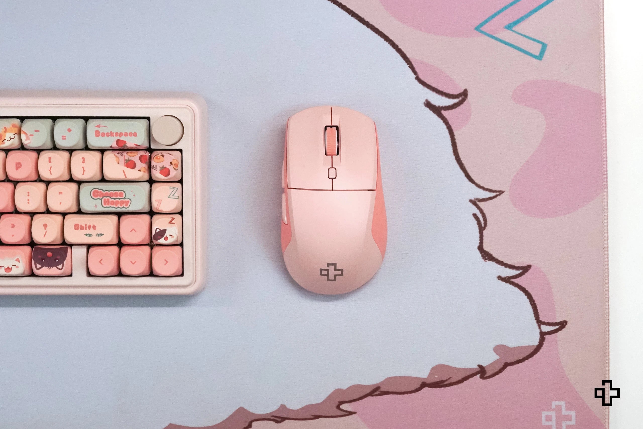 Souris QwertyKey Flow Office Bluetooth sans fil RVB Rose