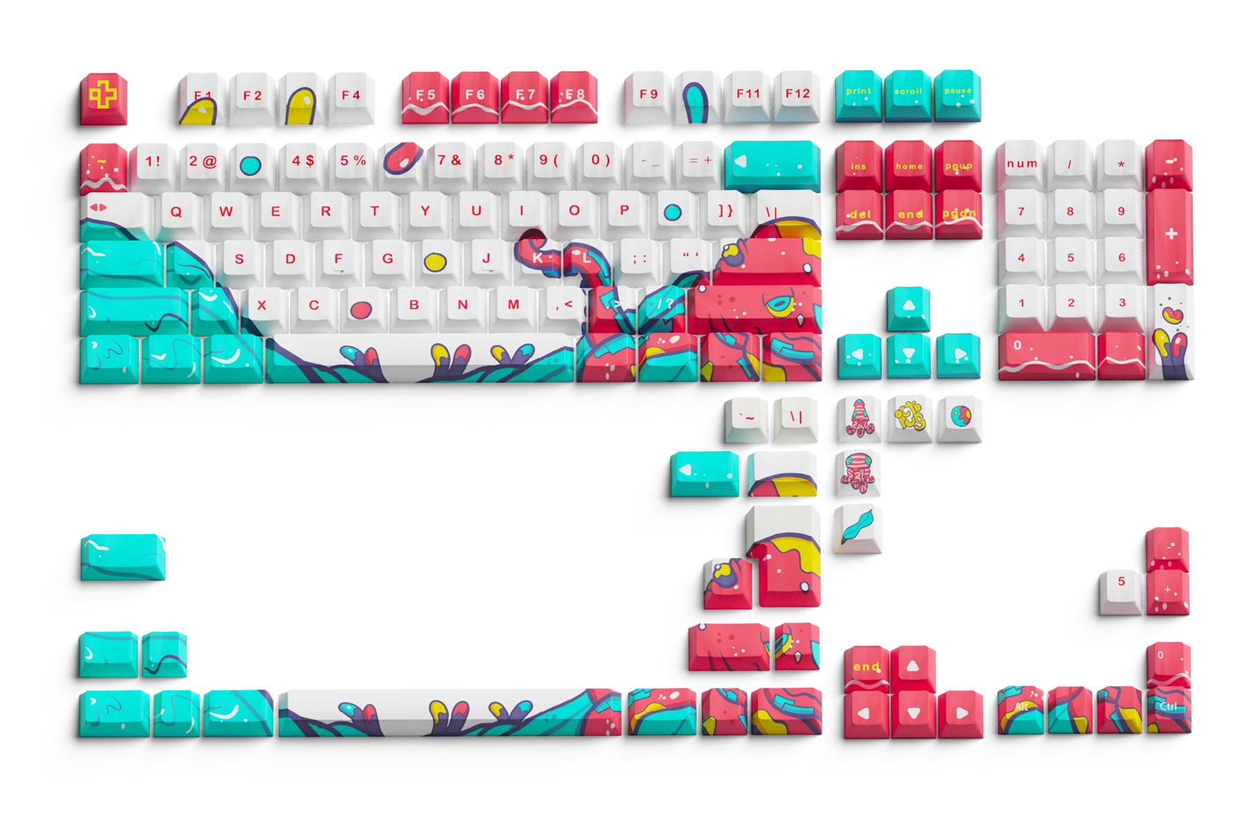 Ställ smak QwertyKey Octopus Vit Profil OEM Material PBT