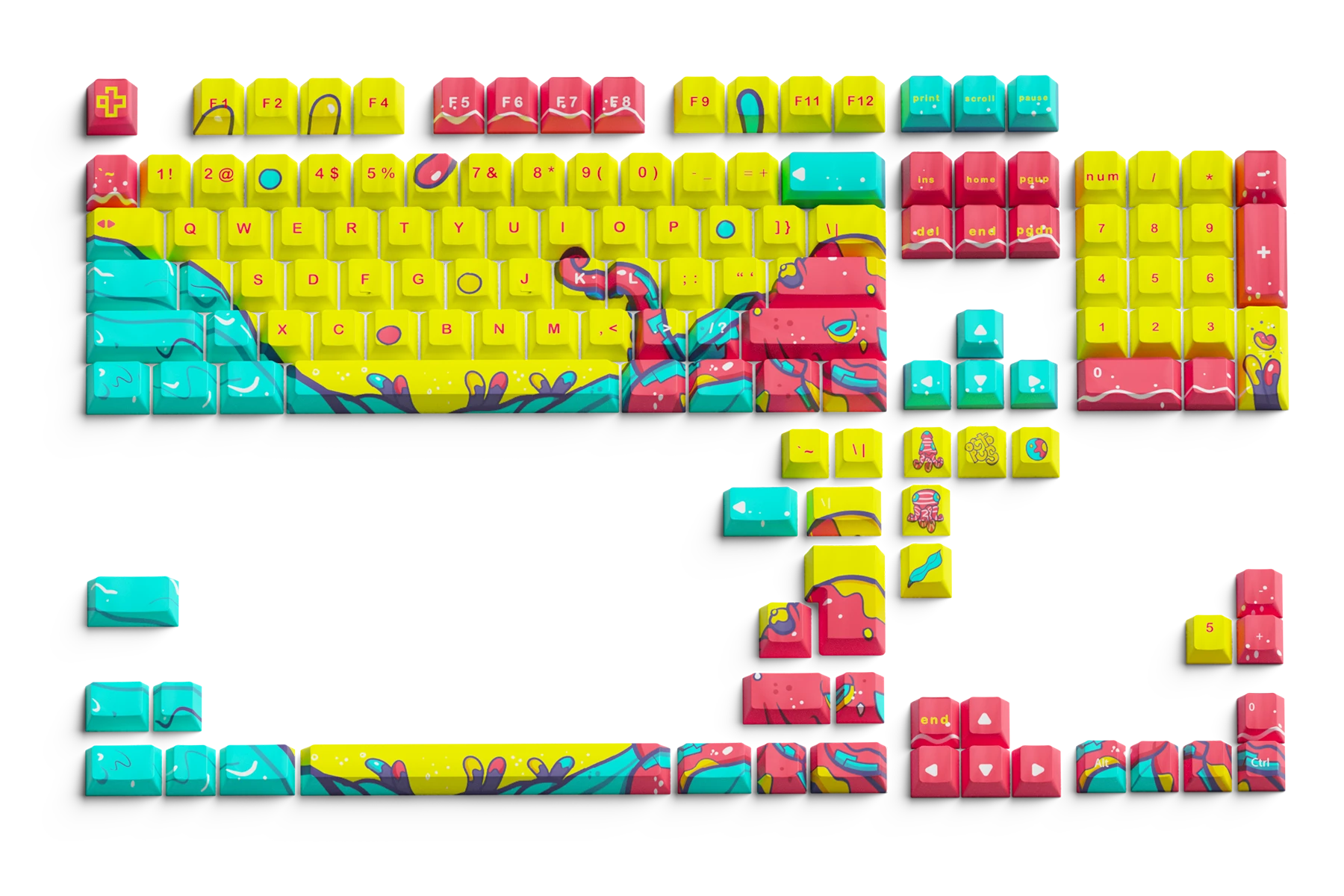Set goût QwertyKey Octopus Jaune Profil OEM Matériau PBT