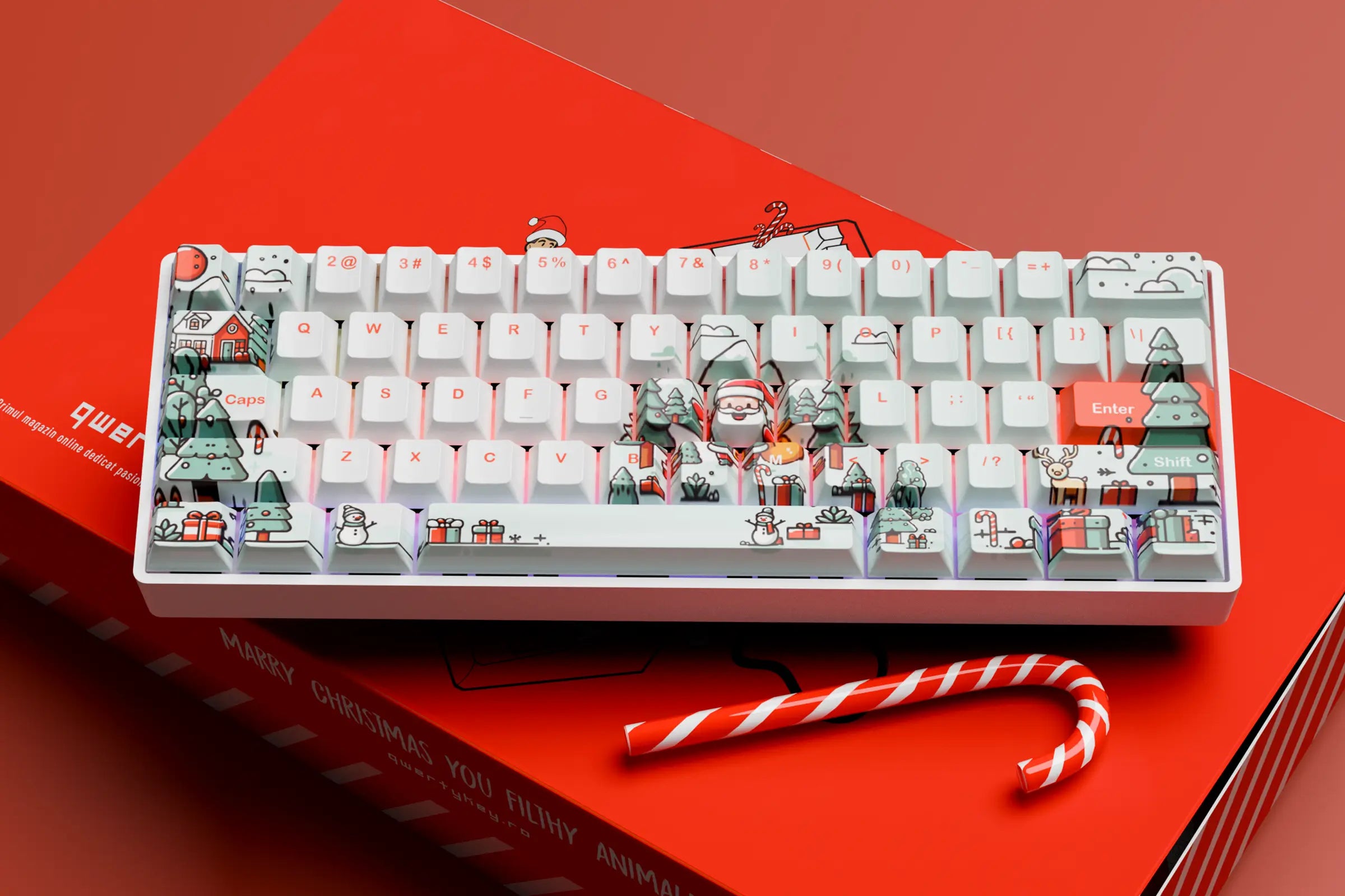 QwertyKey Santa Hotswap Mechanische Tastatur Weihnachten Gaming
