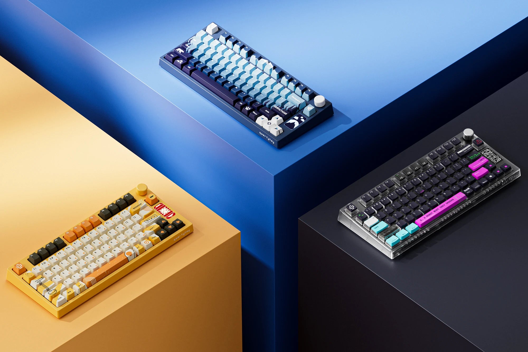 QwertyKey75 Ramen Bluetooth Безжична Hotswap RGB Gasket Mounted Механична Игрална Клавиатура