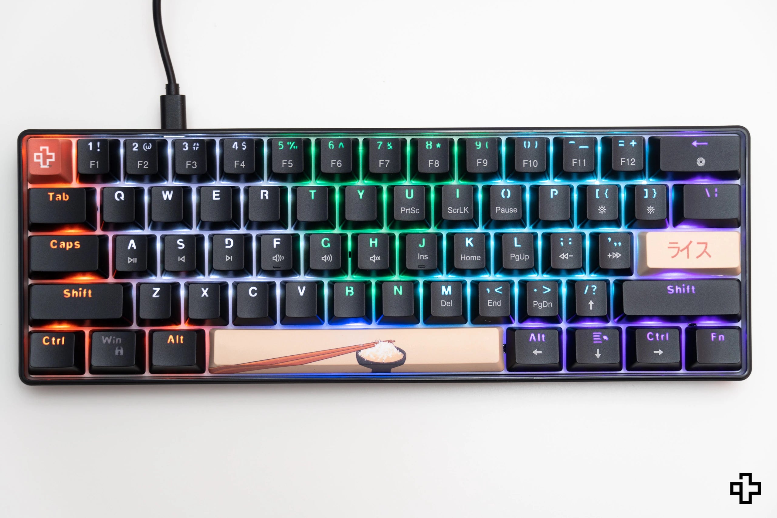 QwertyKey Rice V3 Neagra Hotswap RGB Software Mechanische Gaming-Tastatur