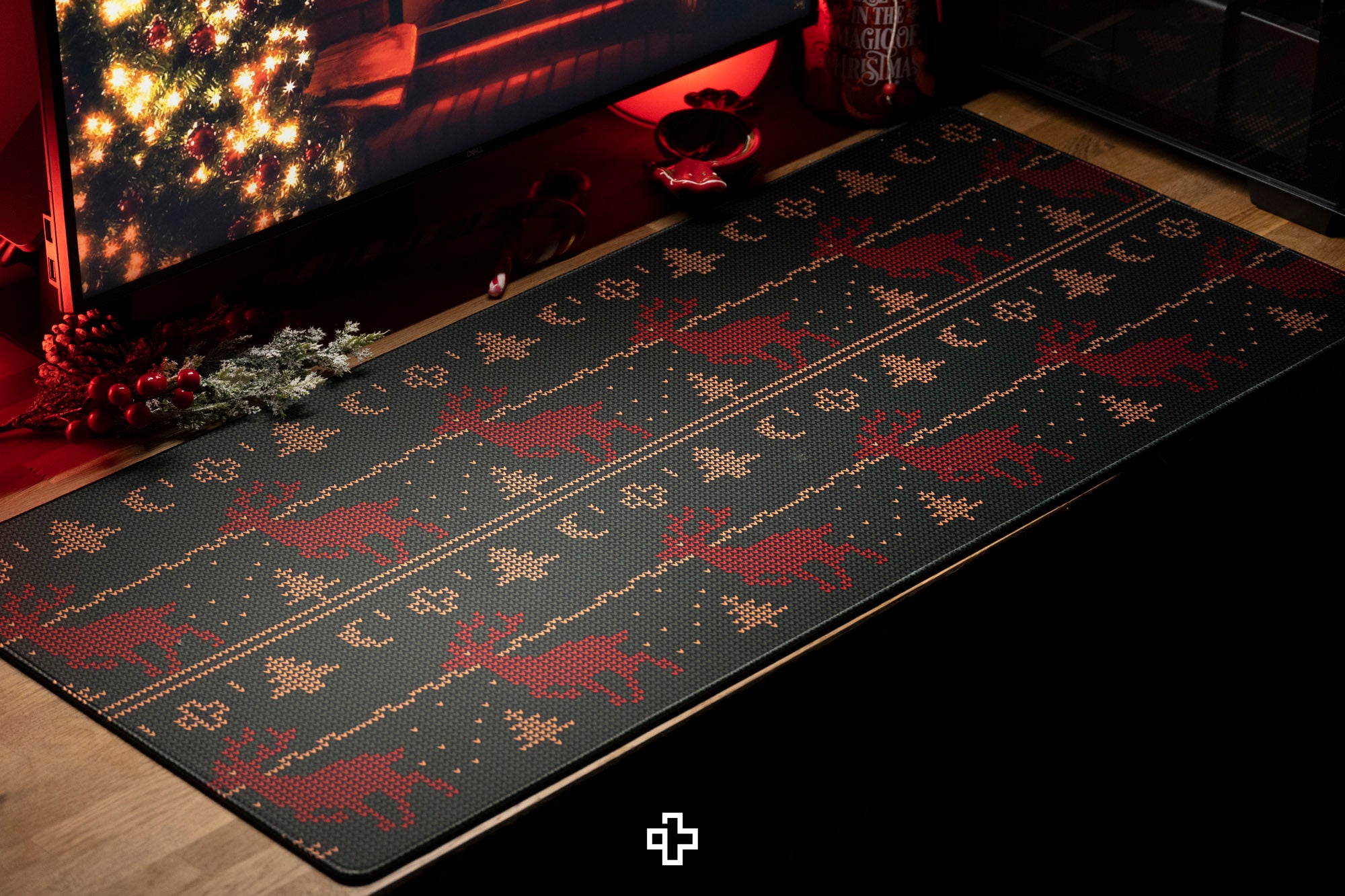 Deskmat Souris QwertyKey Noël 4mm bords cousus