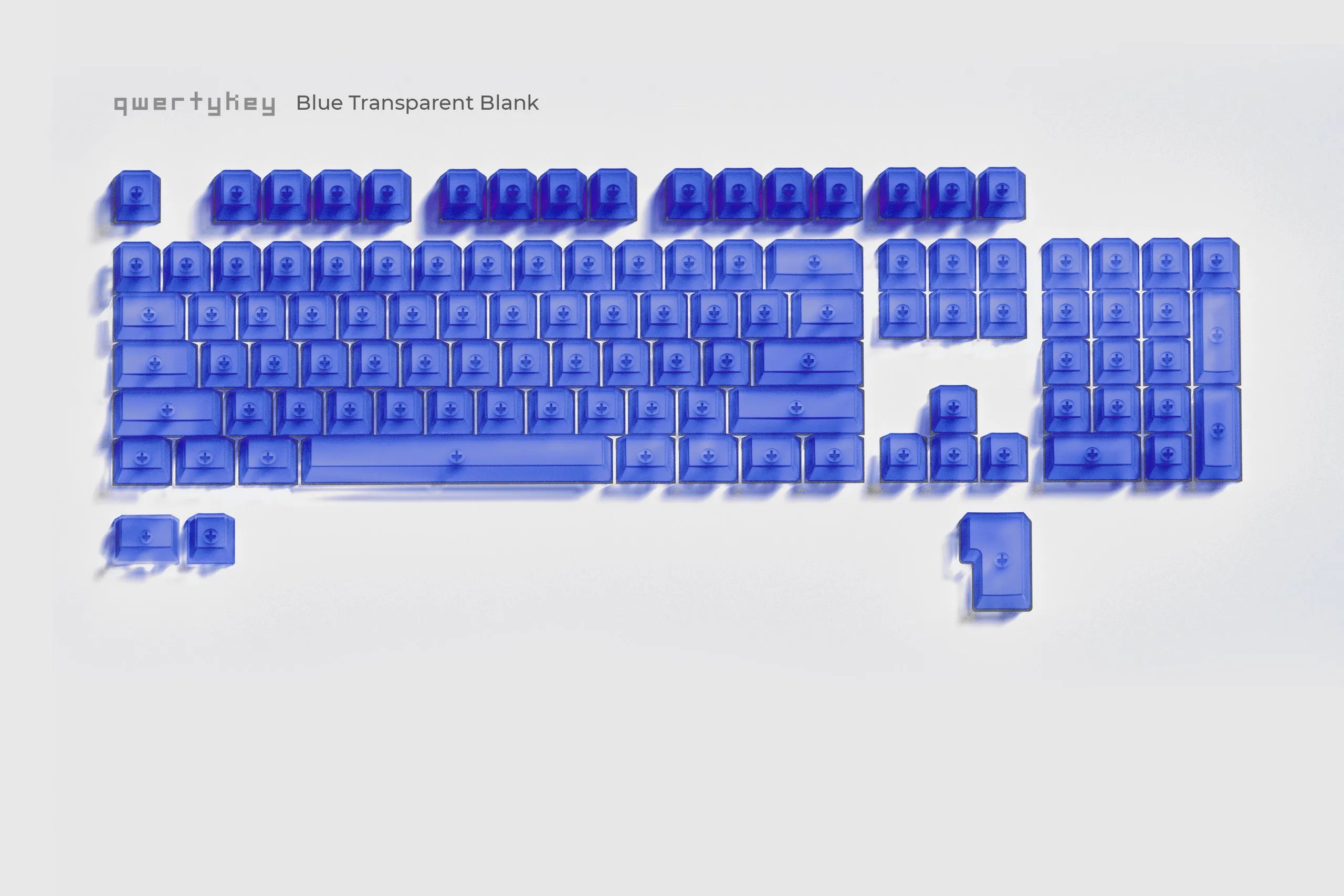Conjunto de Teclas Qwerty Azul Transparente en Blanco Perfil OEM Material ABS