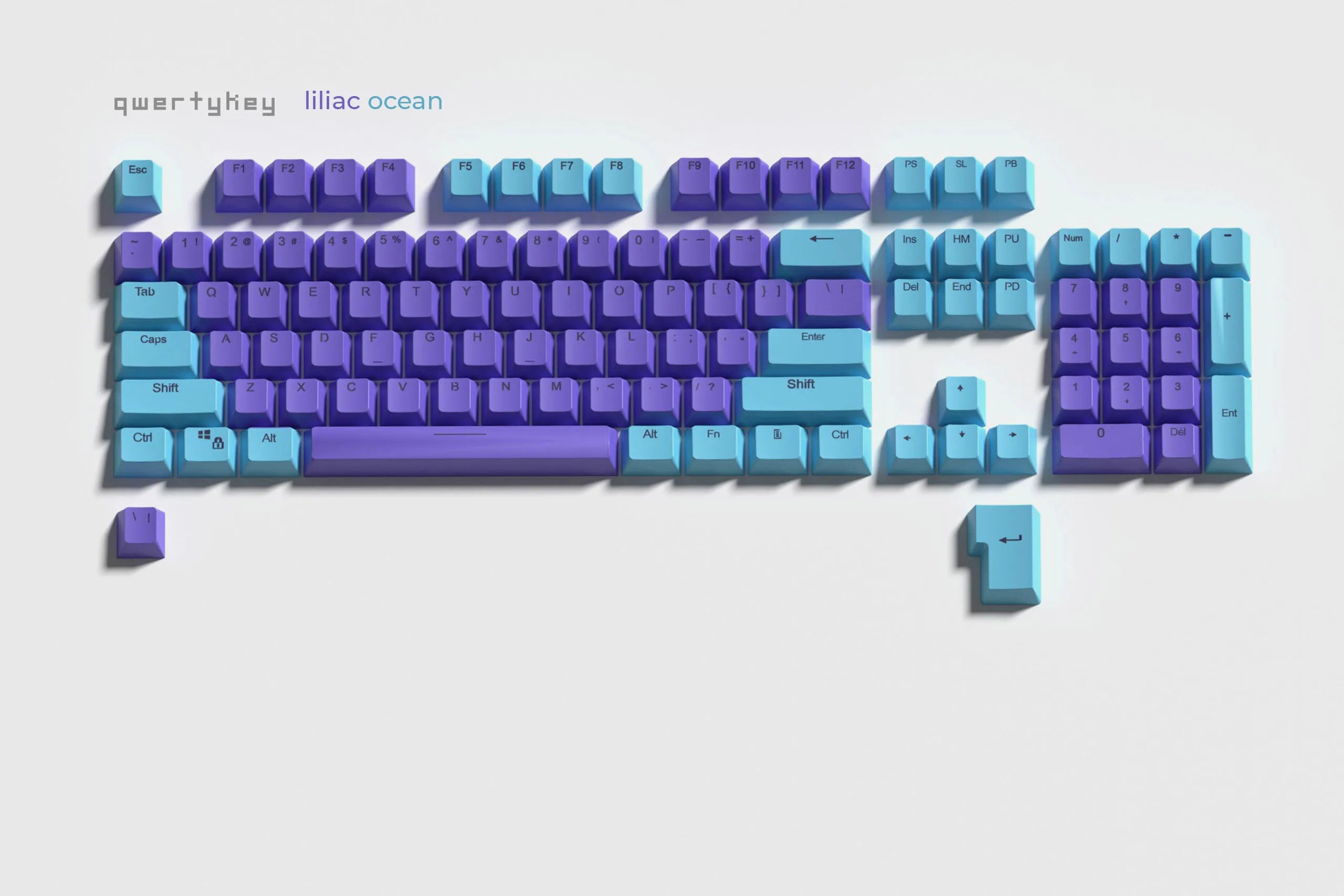 Set Taste QWERTY Liliac-Ocean Translucido Perfil OEM Material PBT – doble inyección