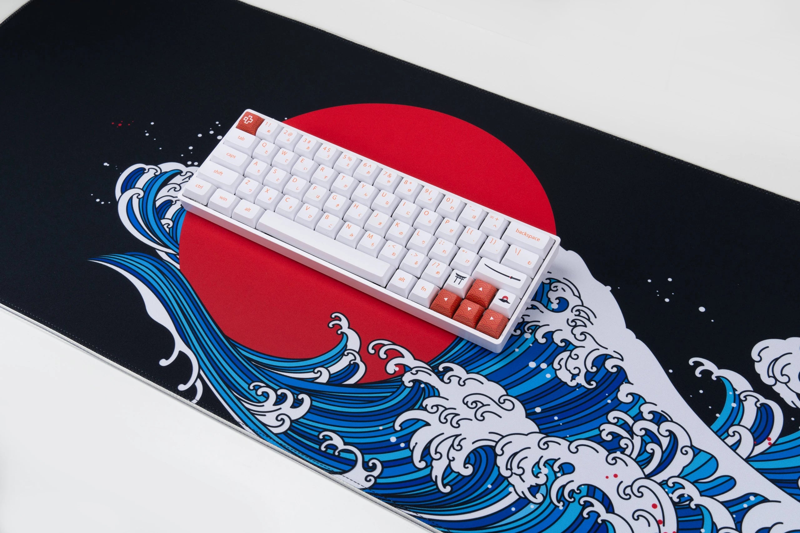 Deskmat Tapis de souris QwertyKey RVB VagueJaponaise 4mm margini cusute
