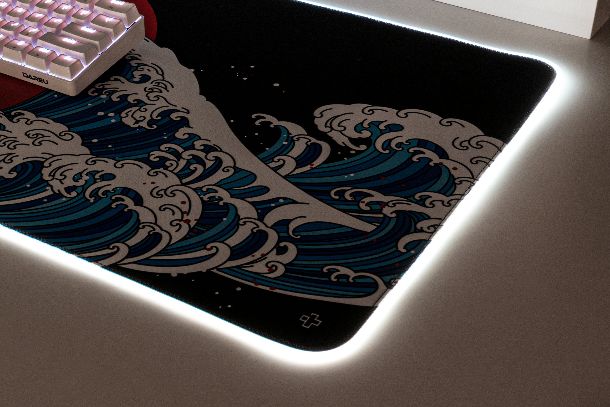 Deskmat Tapis de souris QwertyKey RVB VagueJaponaise 4mm margini cusute
