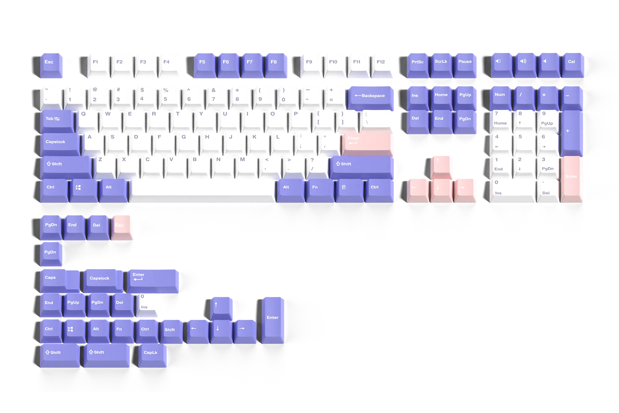 Conjunto de teclas QwertyKey Violeta PBT Doble Inyección Perfil OEM