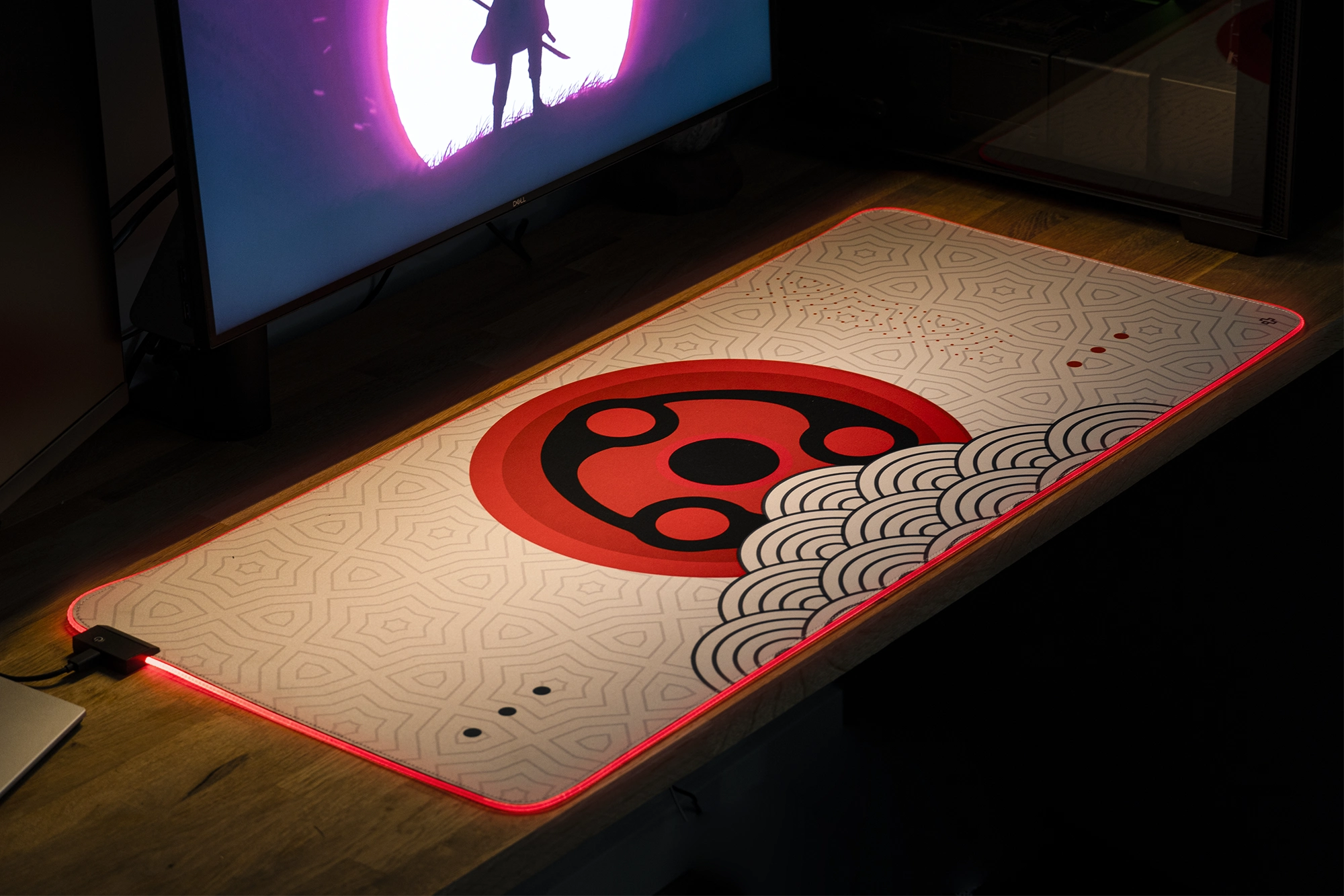 Deskmat Mousepad QwertyKey Sharingan Eye RGB 4mm-es margini cuute