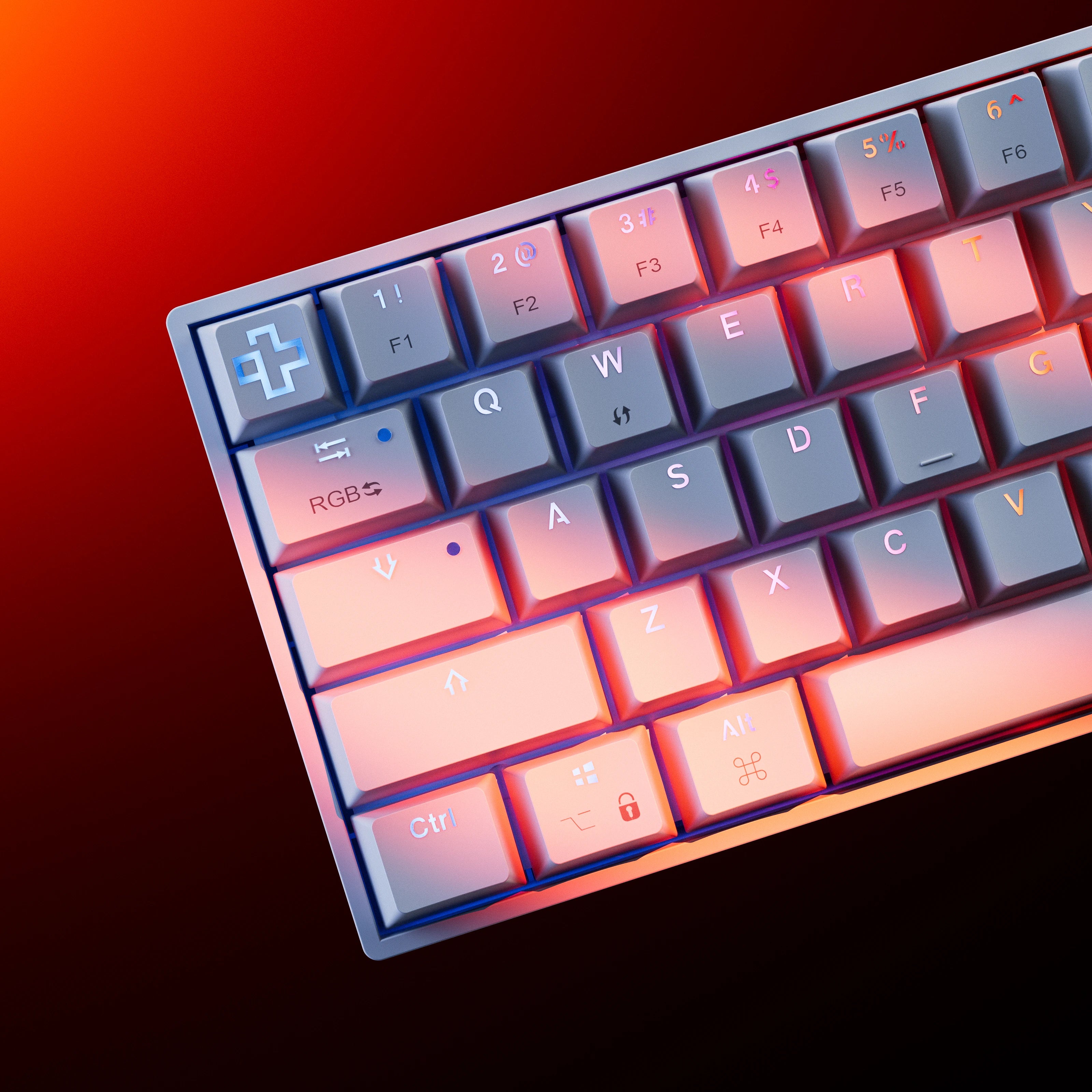 QwertyKey H61 Split Alba Hotswap RGB Teclado Mecánico Gaming