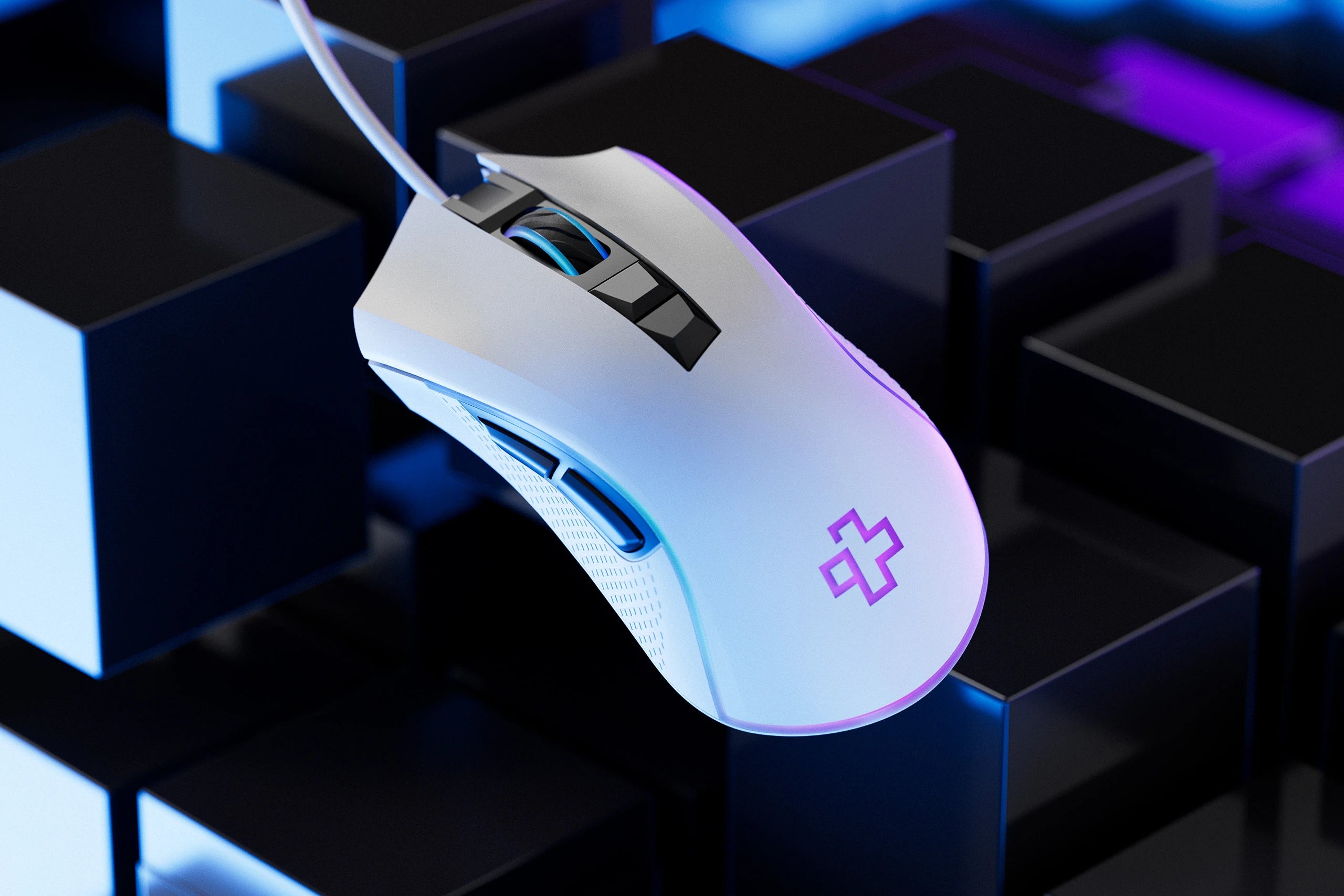 Gamingmus QwertyKey Forge Vit, RGB, 12.000 DPI, Programvara