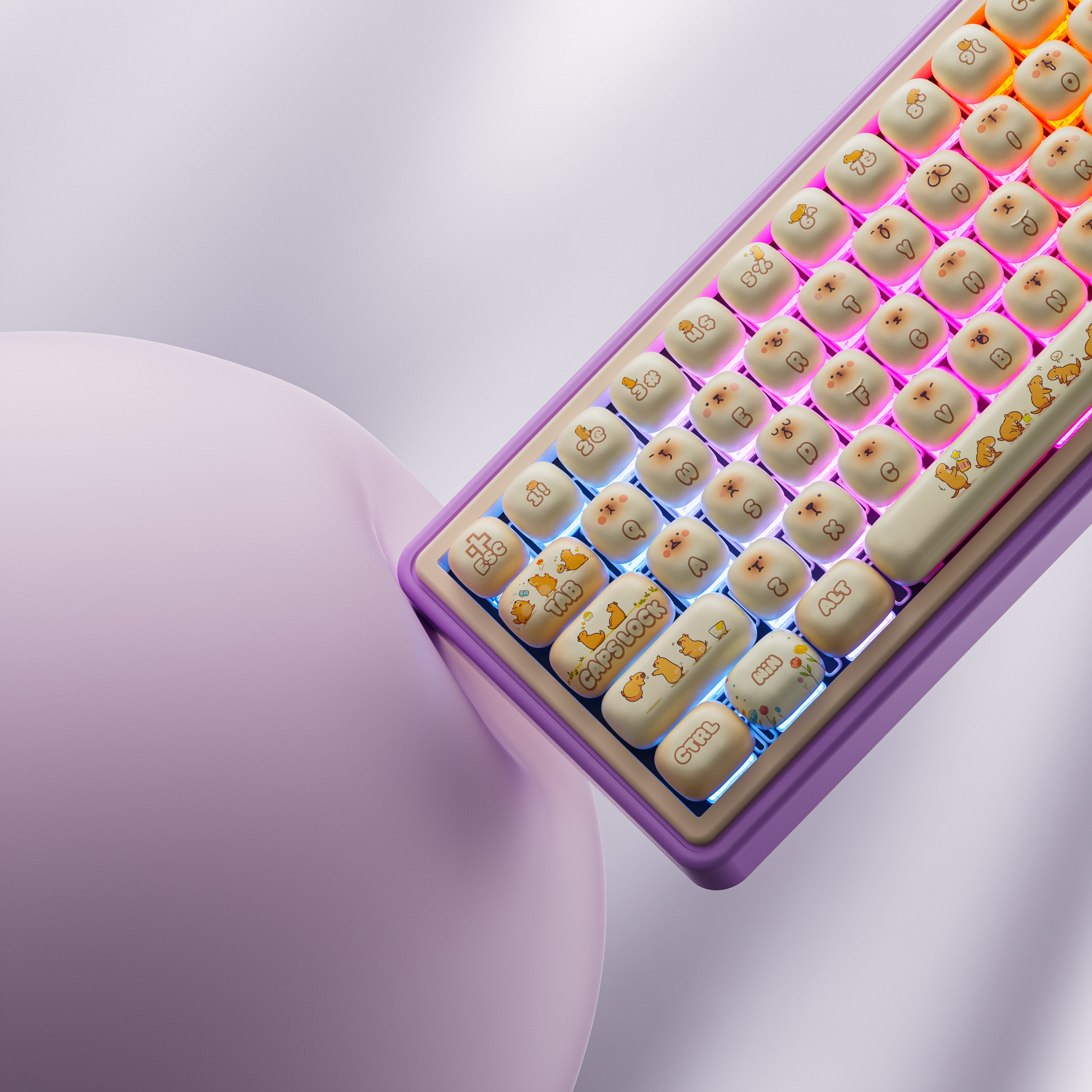 QwertyKey65 Pro Capibara Bluetooth Inalámbrica VIA Hotswap RGB Teclado Mecánico Gaming