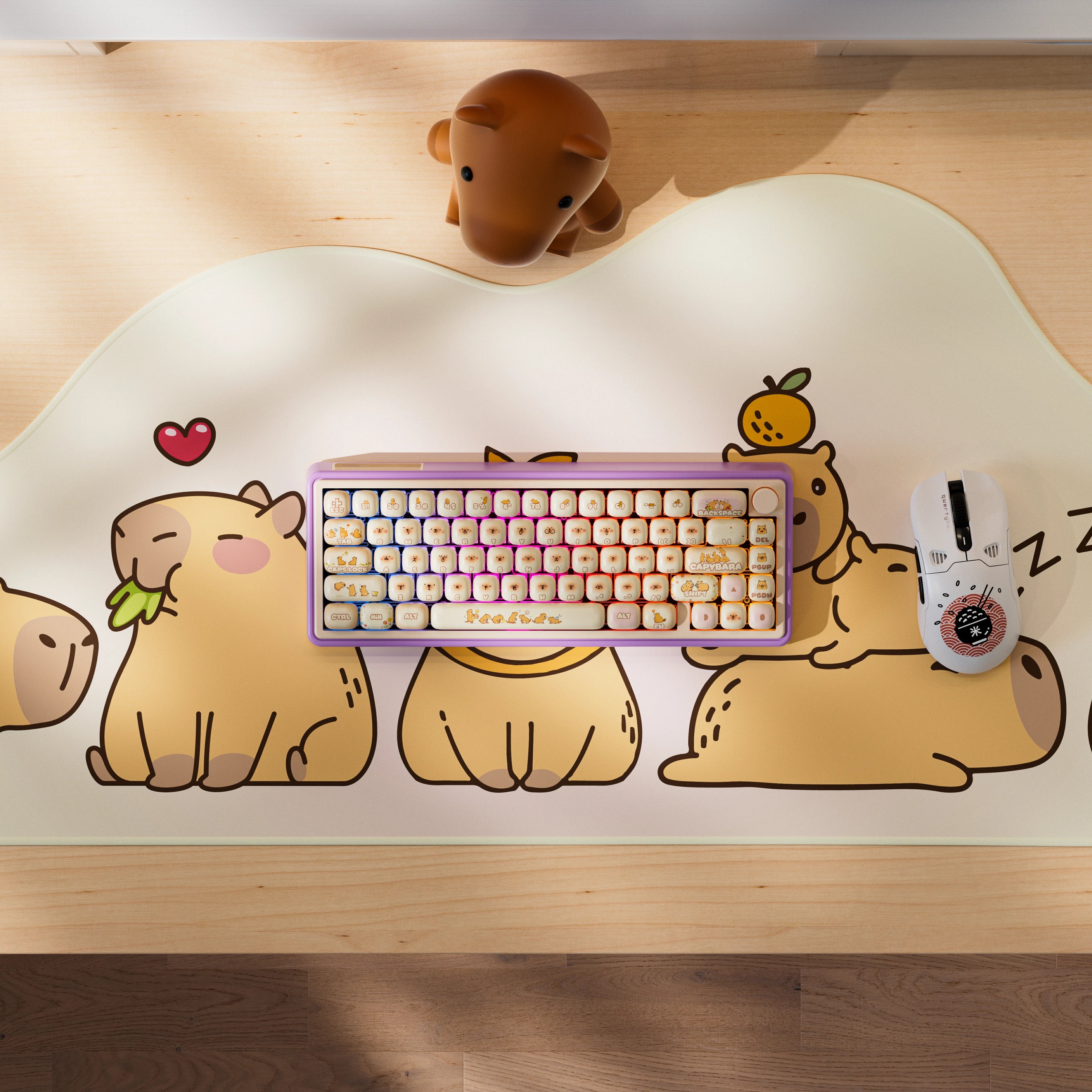 QwertyKey65 Pro Capibara Bluetooth Inalámbrica VIA Hotswap RGB Teclado Mecánico Gaming
