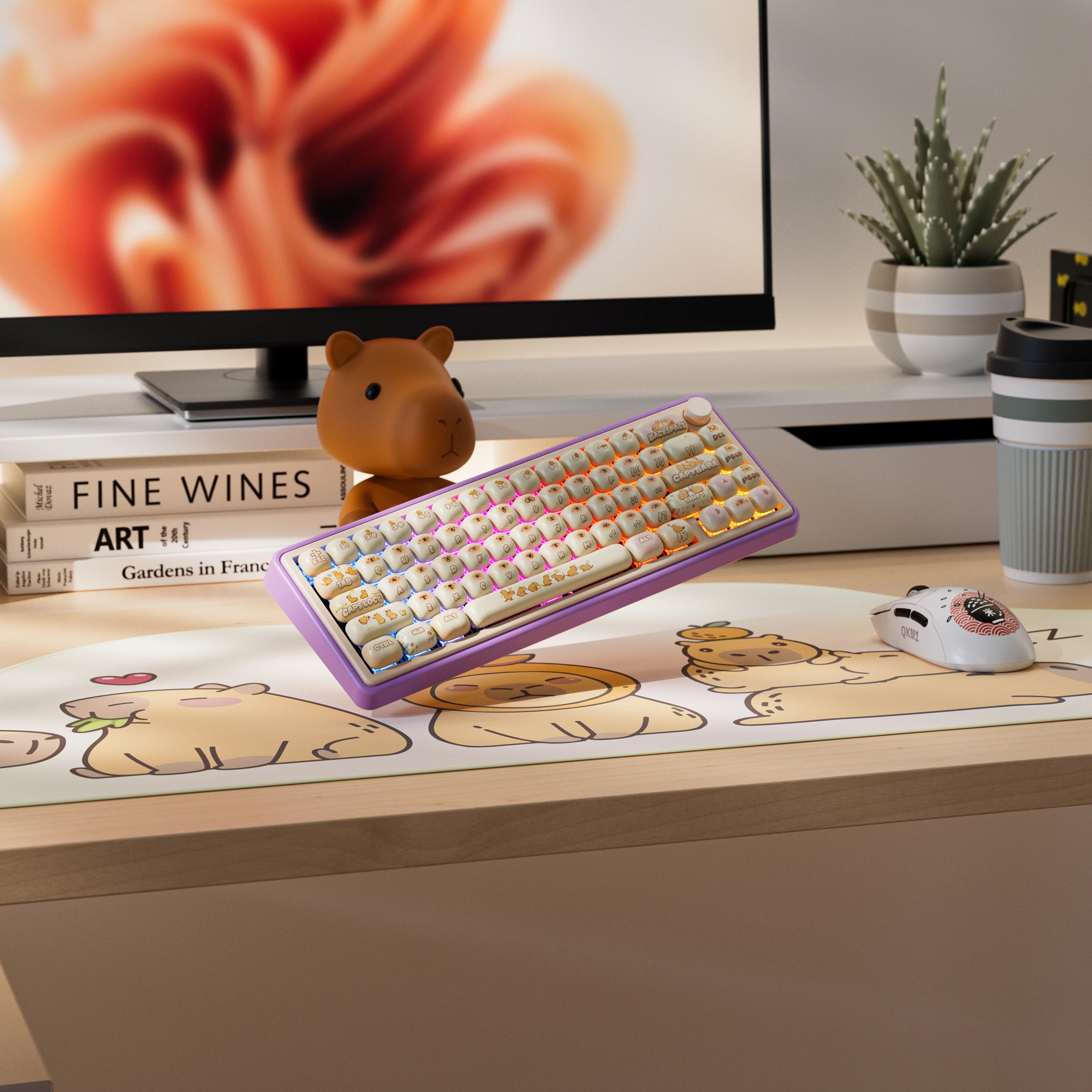 QwertyKey65 Pro Capibara Bluetooth Inalámbrica VIA Hotswap RGB Teclado Mecánico Gaming