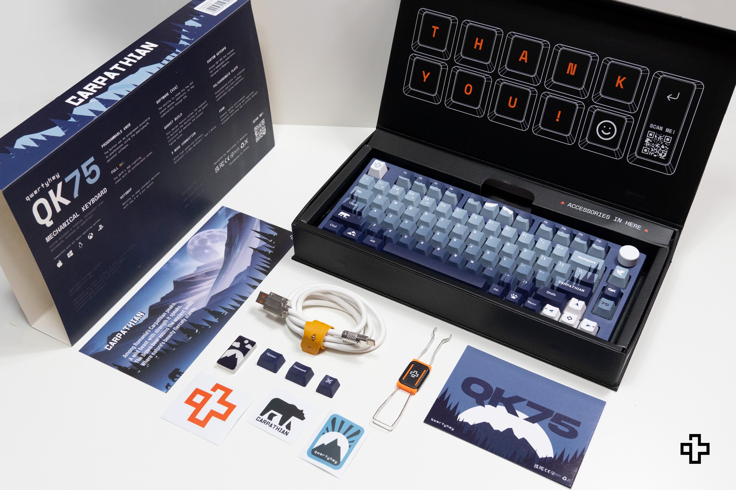 QwertyKey75 Carpathian Bluetooth vezeték nélküli Hotswap RGB VIA/QMK tömítésre szerelt Tastatura Mecanica Gaming