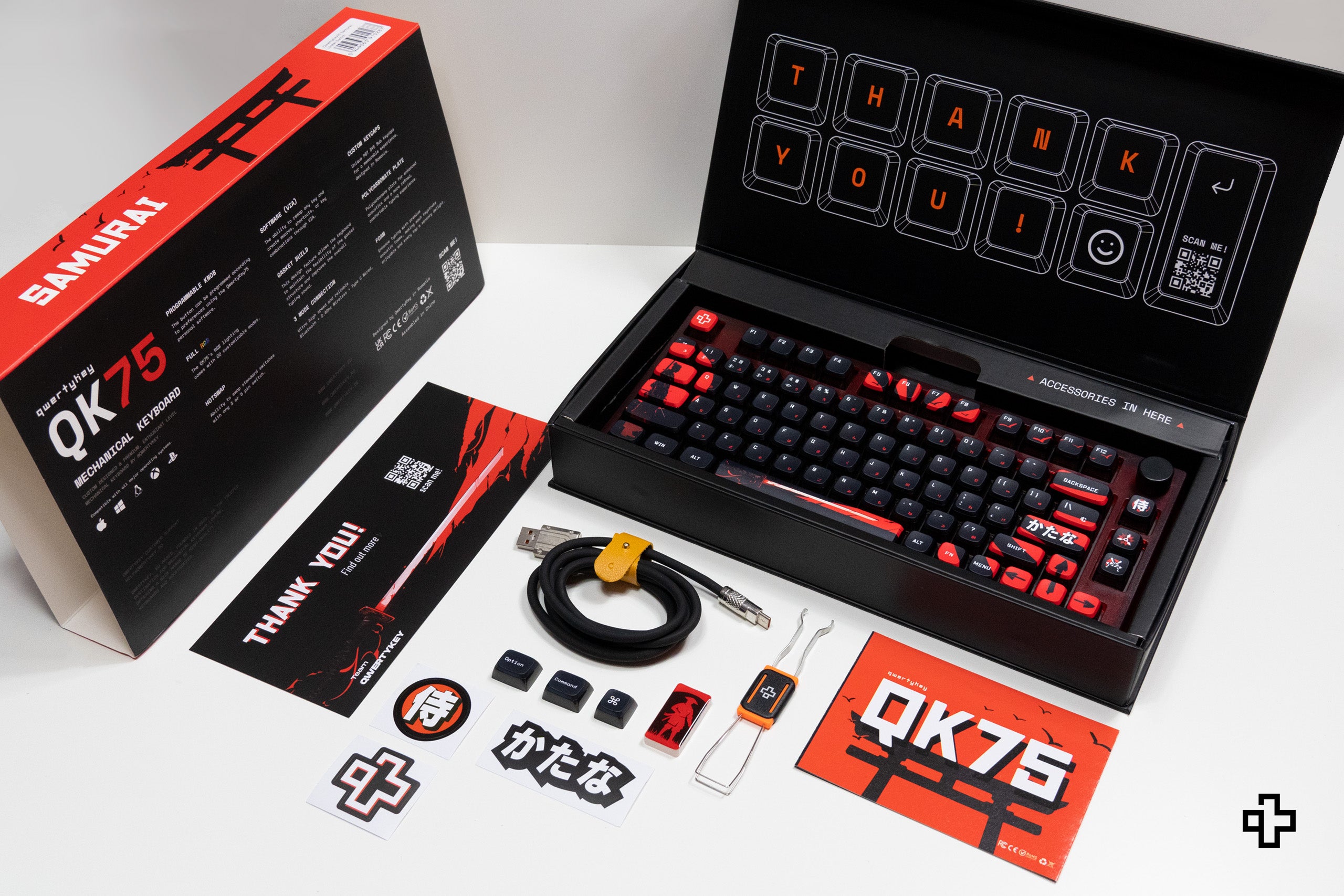 QwertyKey75 Samurai Bluetooth vezeték nélküli Hotswap RGB VIA/QMK tömítésre szerelt Tastatura Mecanica Gaming