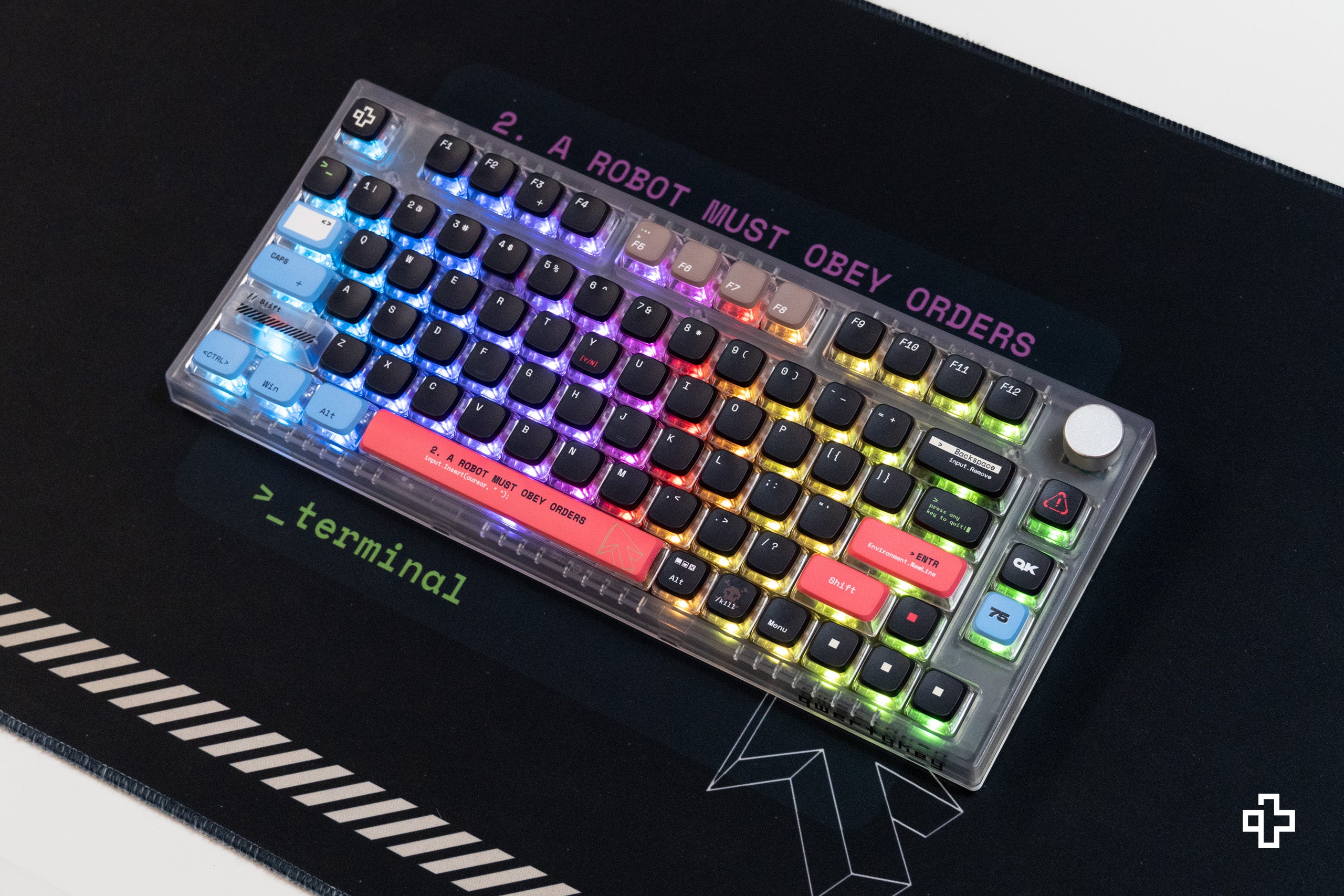 Terminal QwertyKey75 Bluetooth sans fil Hotswap RGB VIA/QMK Clavier mécanique de jeu monté sur joint