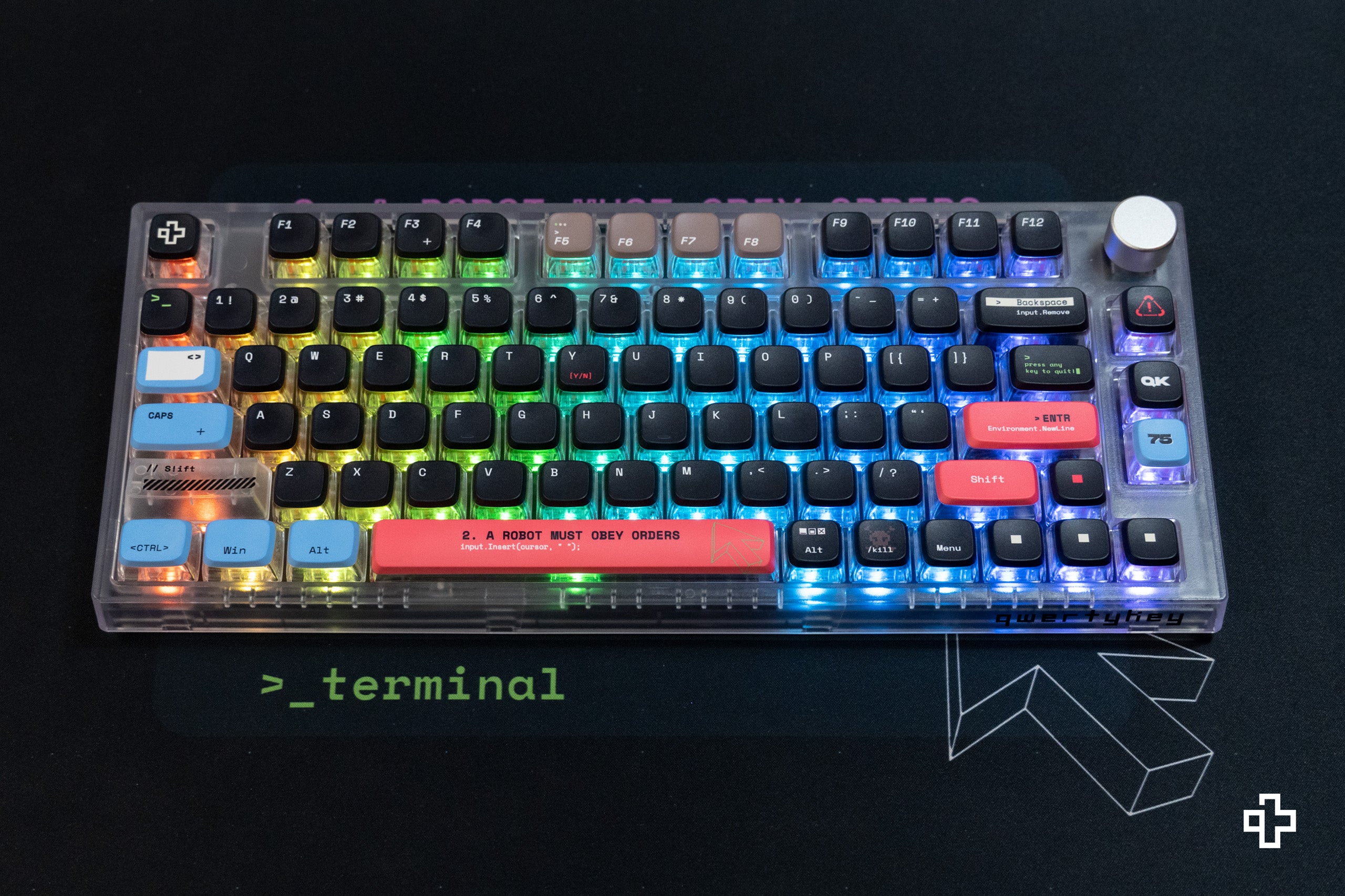 Terminal QwertyKey75 Bluetooth sans fil Hotswap RGB VIA/QMK Clavier mécanique de jeu monté sur joint