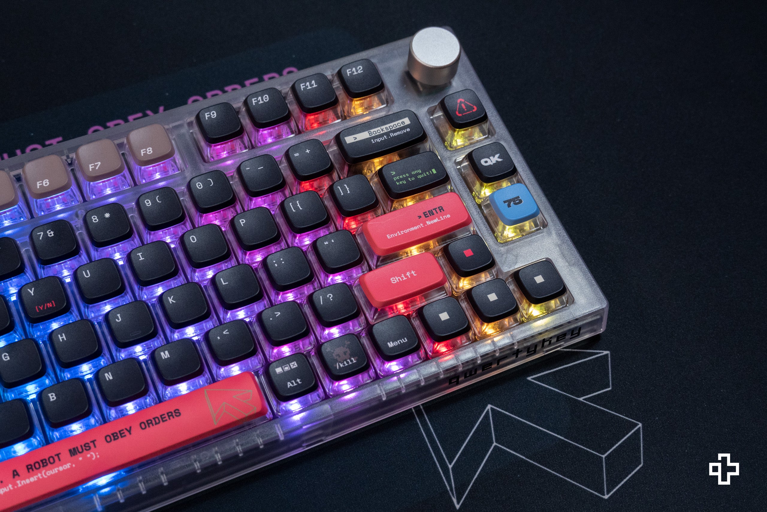 Terminal QwertyKey75 Bluetooth sans fil Hotswap RGB VIA/QMK Clavier mécanique de jeu monté sur joint