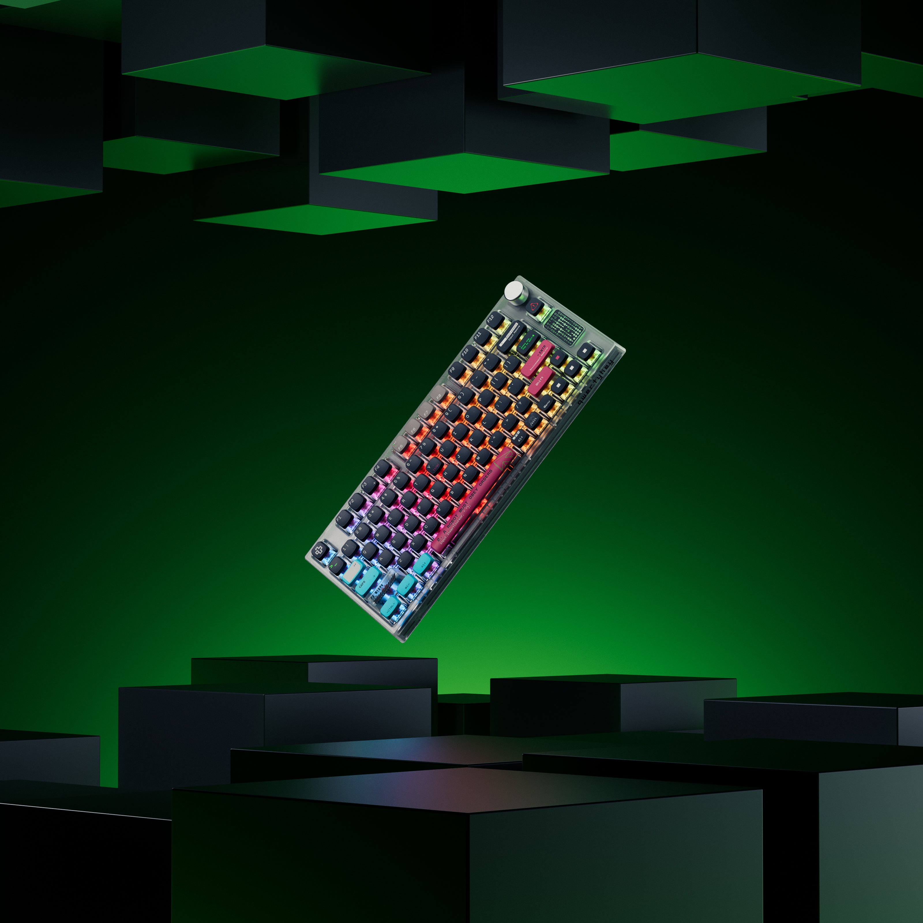 QwertyKey75 Terminal Bluetooth Безжичен Hotswap RGB VIA/QMK Gasket Монтирана Механична Игрална Клавиатура