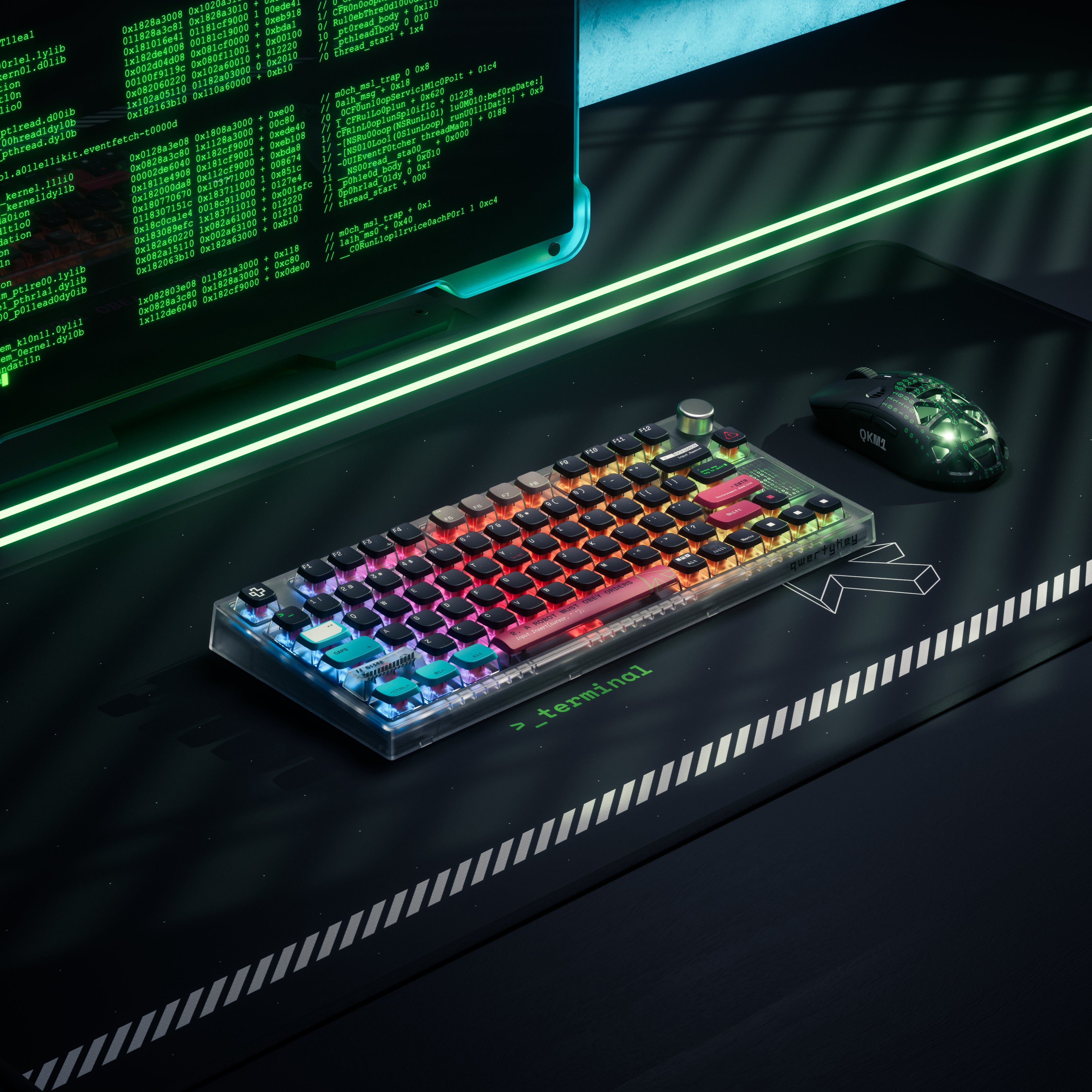 QwertyKey75 Terminal Bluetooth Безжичен Hotswap RGB VIA/QMK Gasket Монтирана Механична Игрална Клавиатура