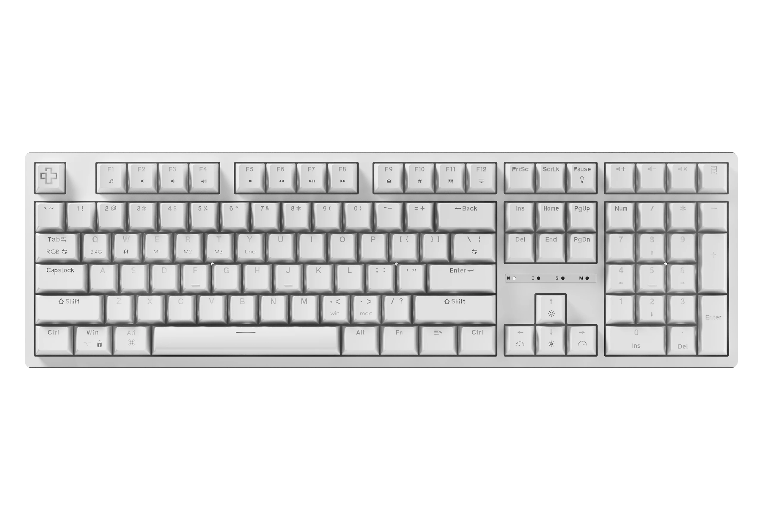 QwertyKey H100 Blanc Bluetooth Sans Fil Hotswap RVB Clavier Mécanique Gaming
