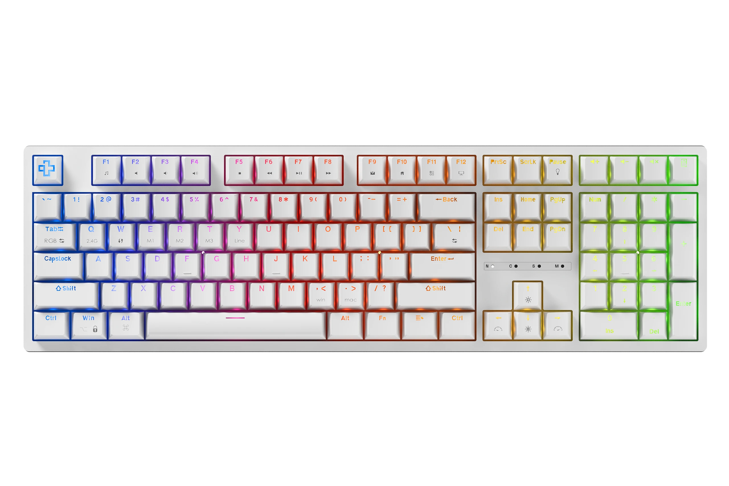 QwertyKey H100 Blanc Bluetooth Sans Fil Hotswap RVB Clavier Mécanique Gaming