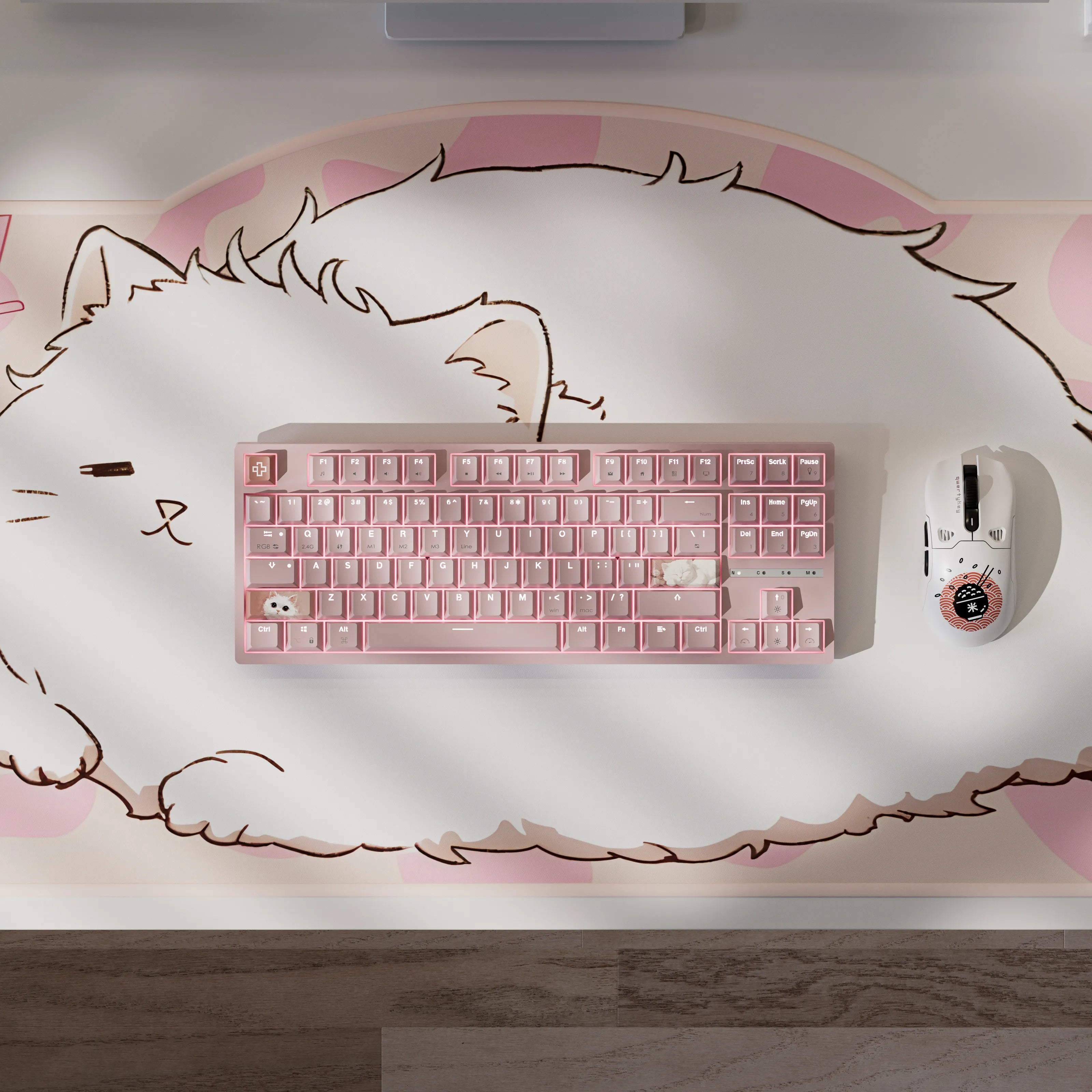 QwertyKey H87 Roz Bluetooth Wireless Hotswap RGB Tastatura Mecanica Gaming