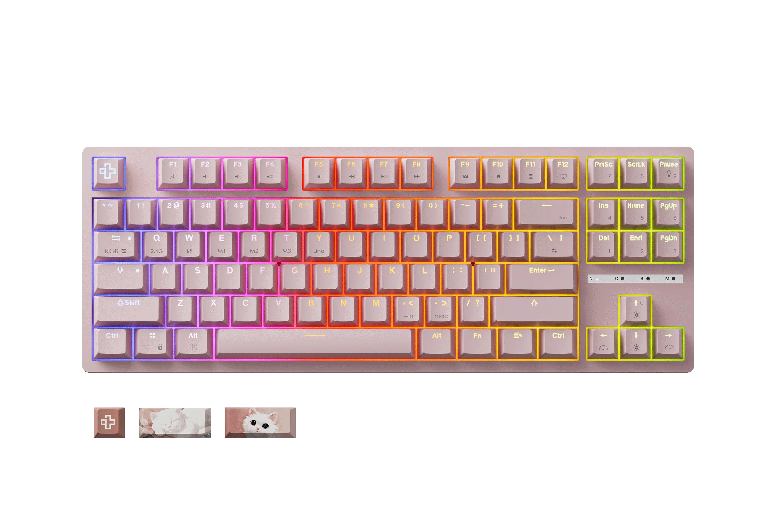 QwertyKey H87 Roz Bluetooth Wireless Hotswap RGB Tastatura Mecanica Gaming