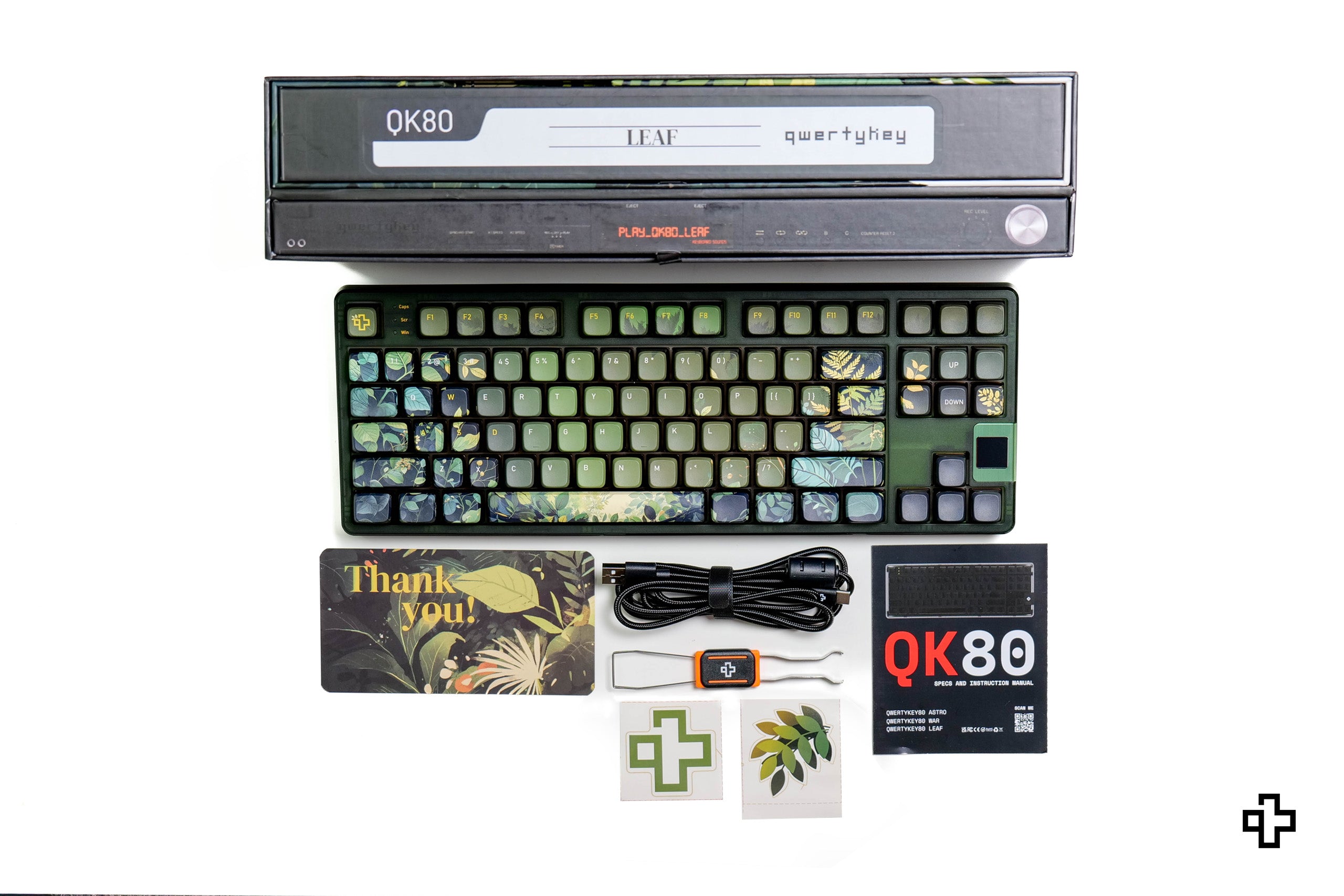 QwertyKey80 Leaf Bluetooth Bezprzewodowy hotswap RGB QMK/VIA Montowany na uszczelce Tastatura Mecanica Gaming cu Ecran