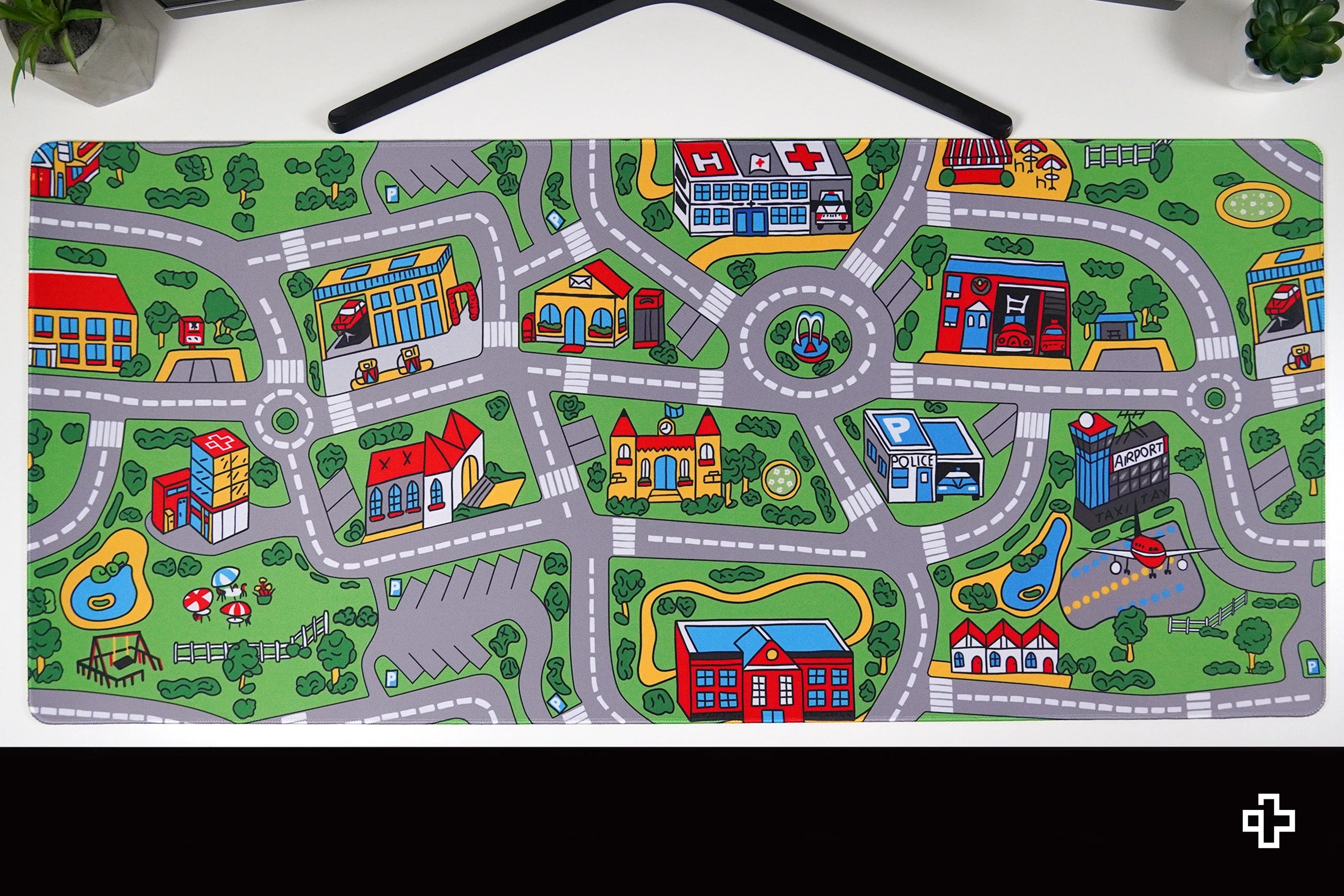 Deskmat Tapis de souris QwertyKey Nostalgie Ville animée 4mm bords cousus