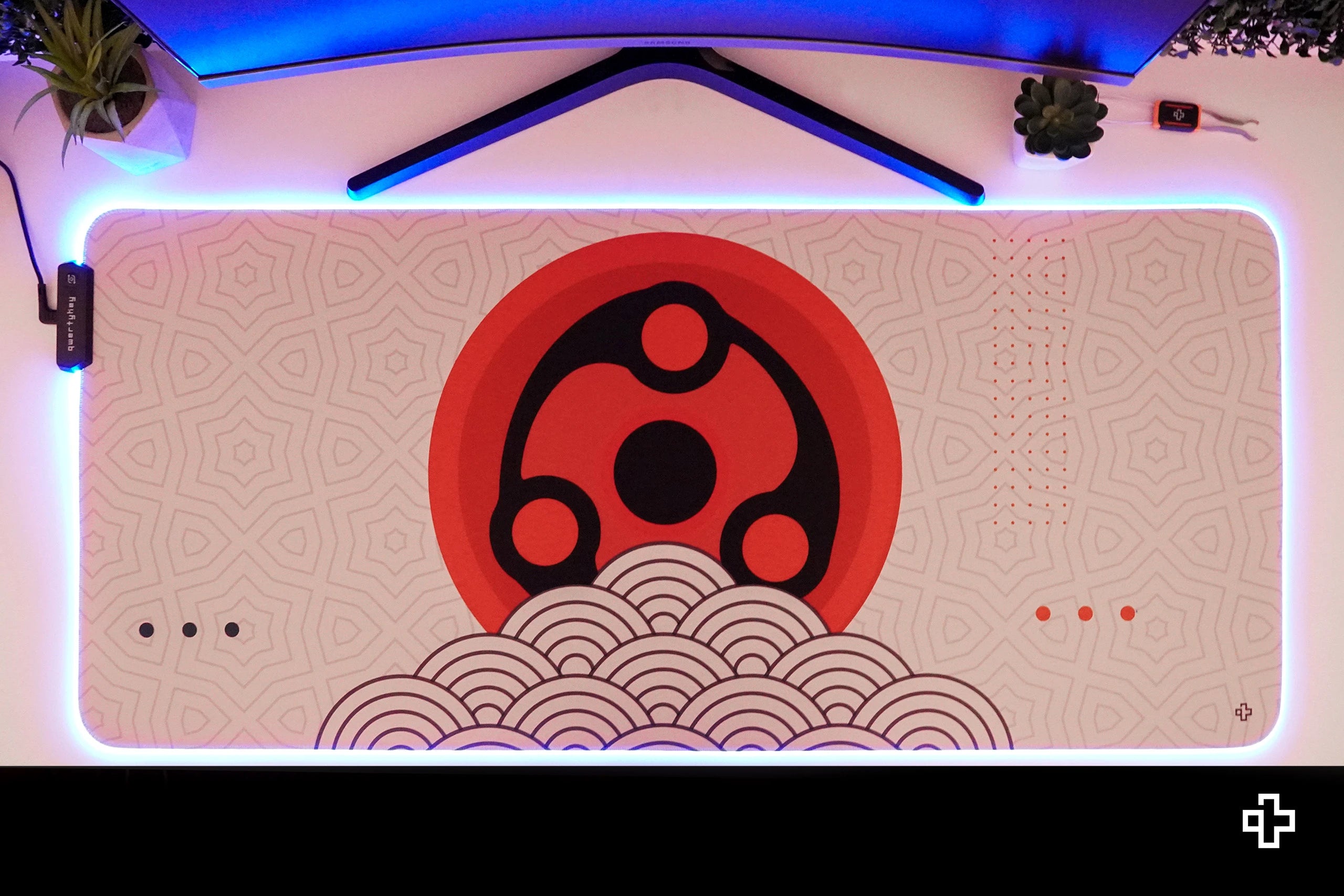 Deskmat Souris QwertyKey Œil de Sharingan RGB Logiciel 4mm bords cousus