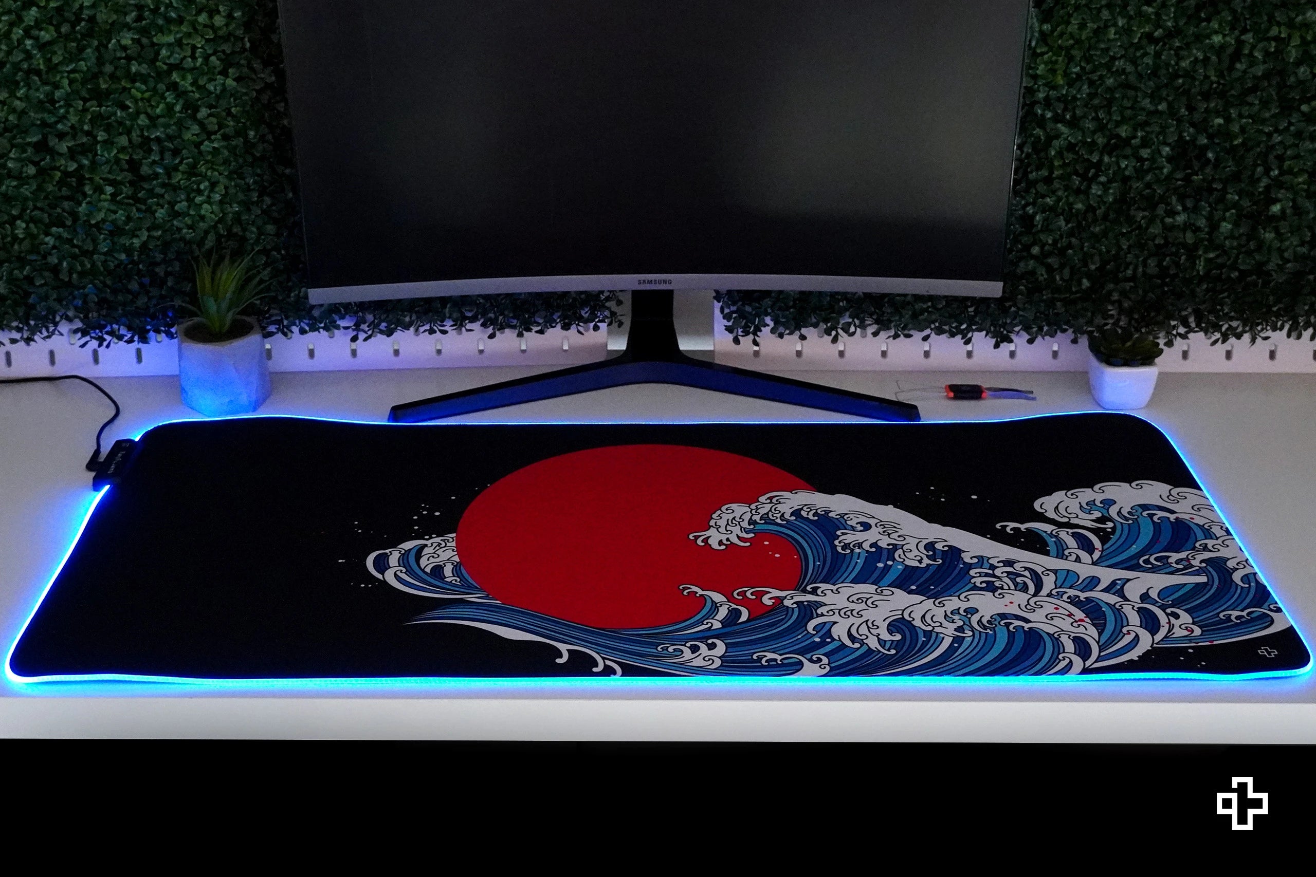 Deskmat Mousepad QwertyKey RGB JapanWave 4mm bordes cosidos