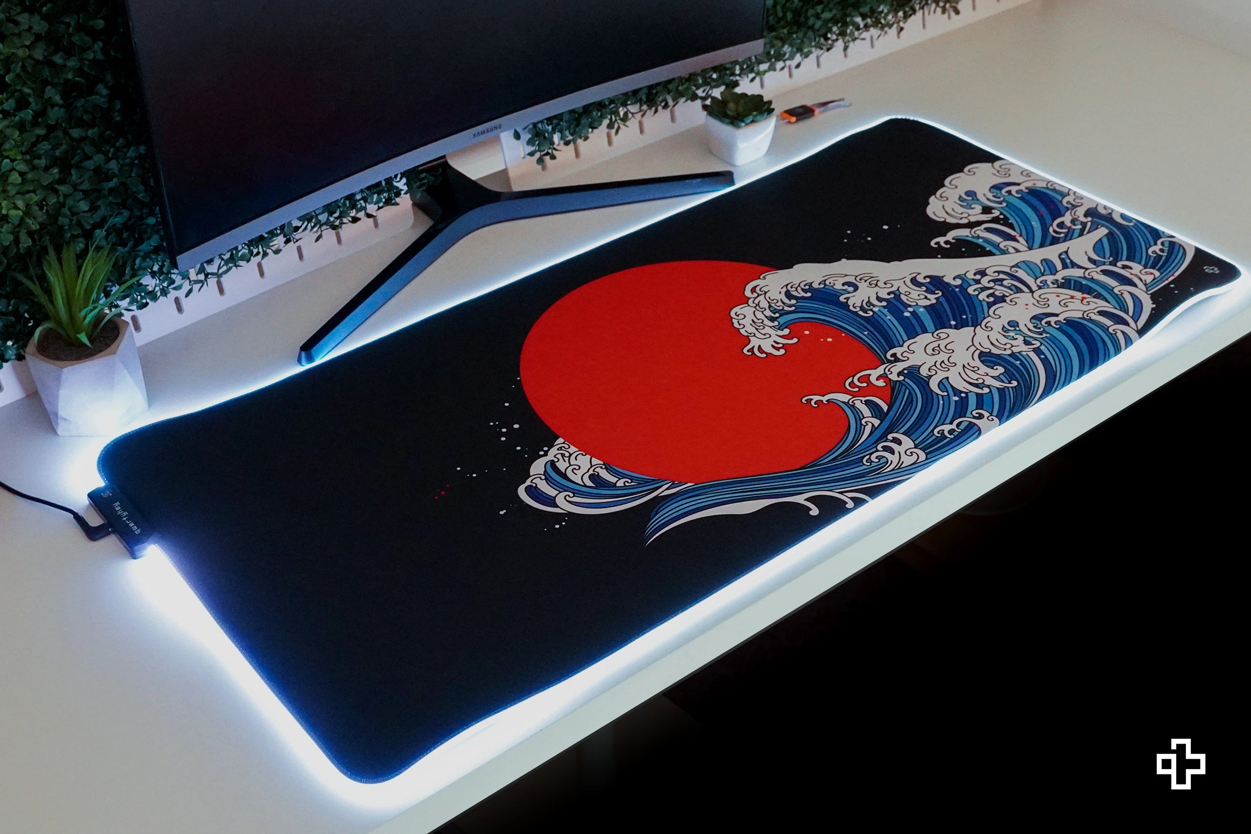 Deskmat Mousepad QwertyKey RGB JapanWave 4mm margini cucite