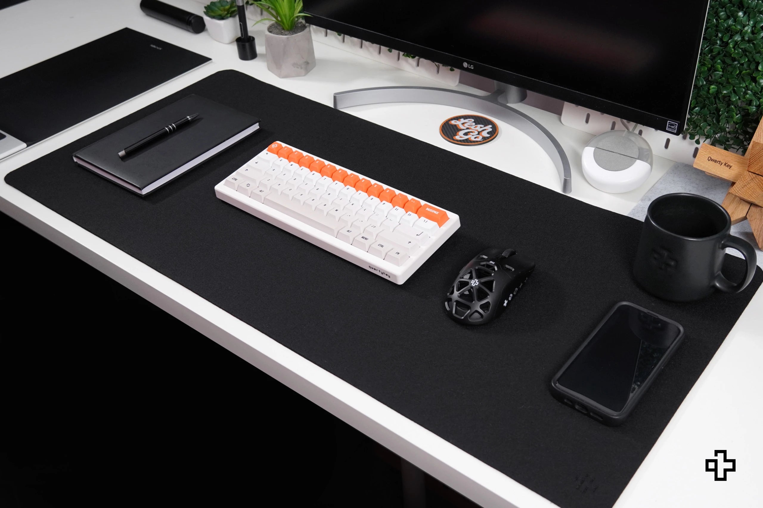 Office Desk Pad Mousepad QwertyKey Black Felt