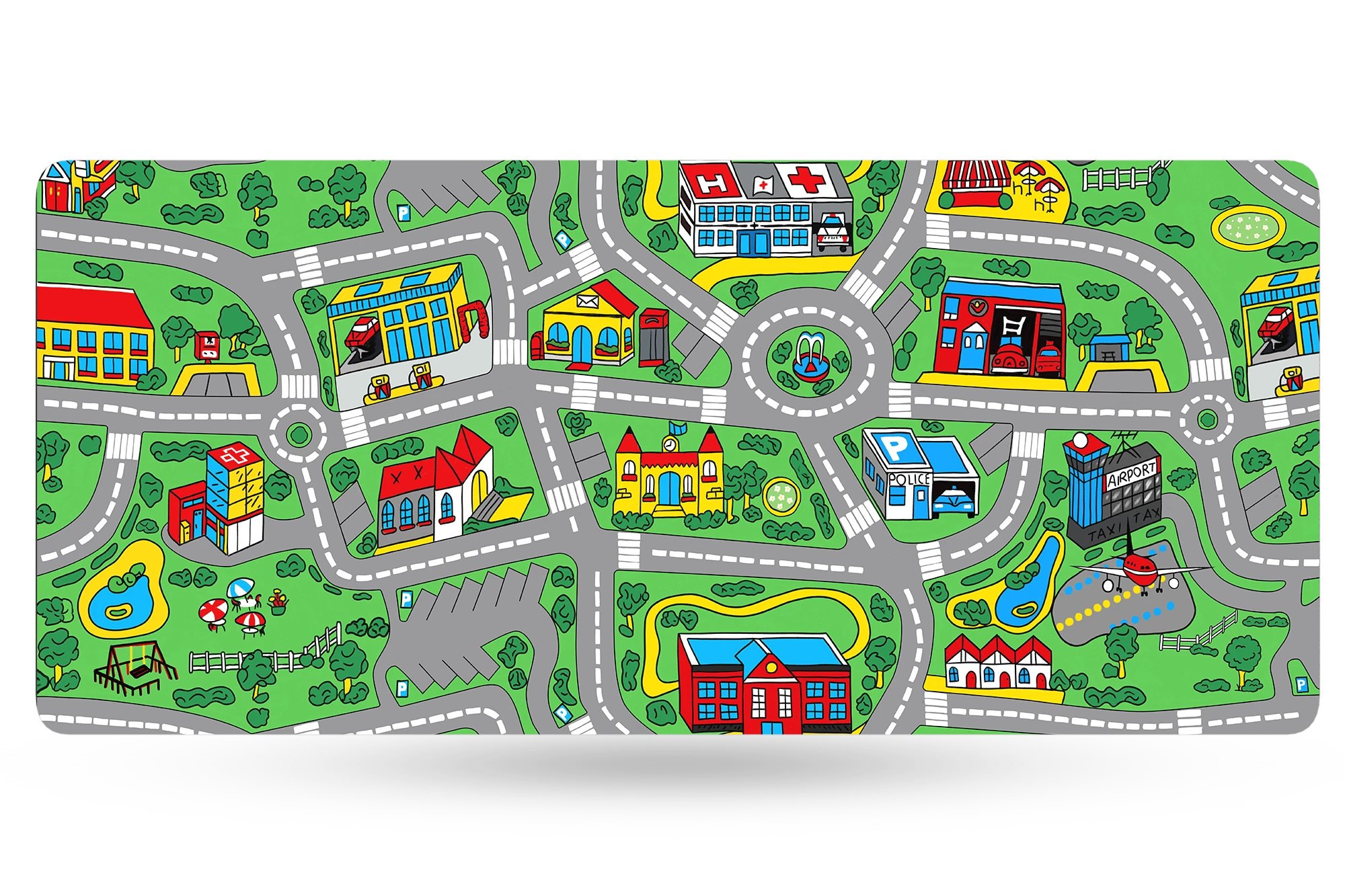 Deskmat Tapis de souris QwertyKey Nostalgie Ville animée 4mm bords cousus