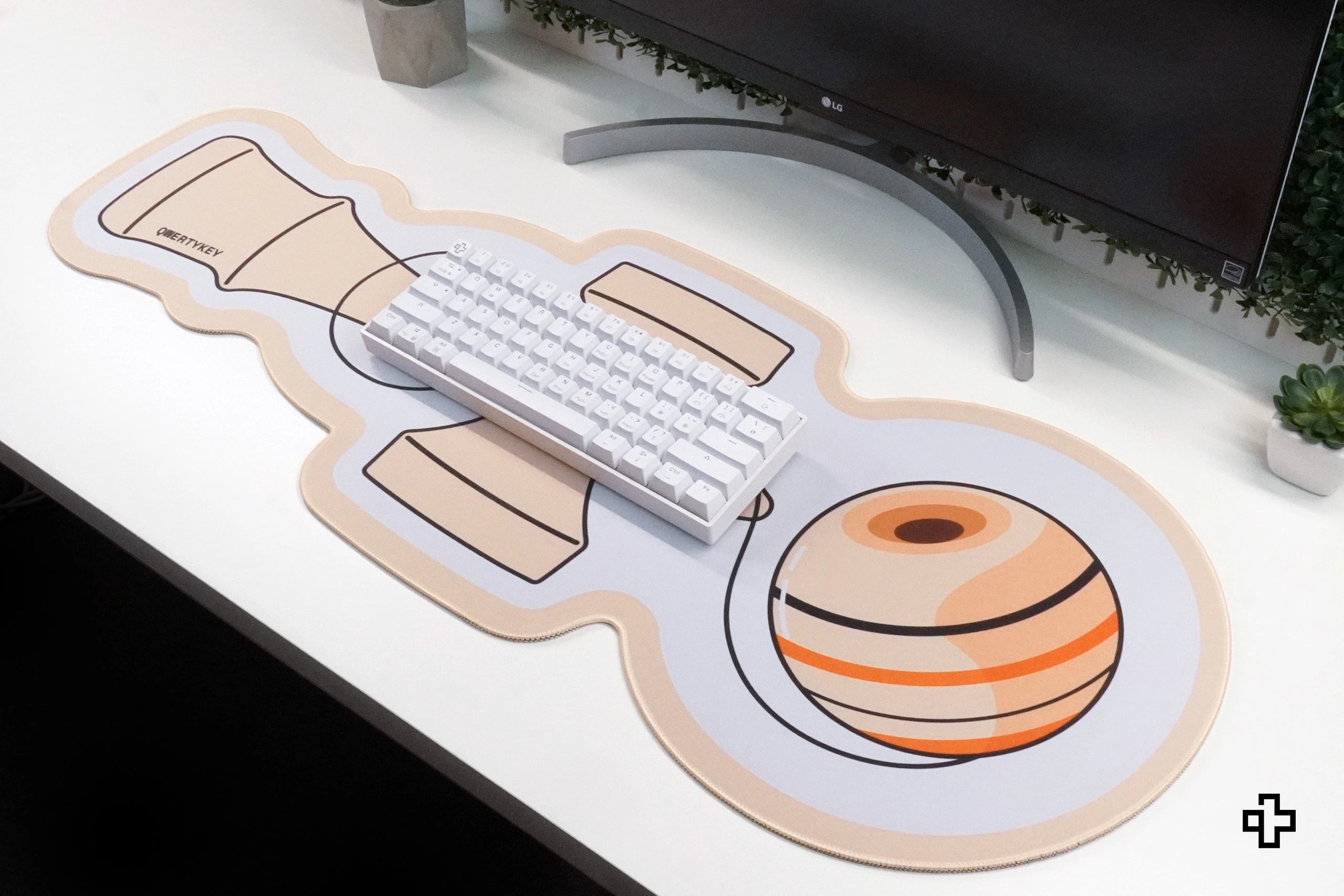 Deskmat Mousepad QwertyKey Kendama 4mm genaaide randen