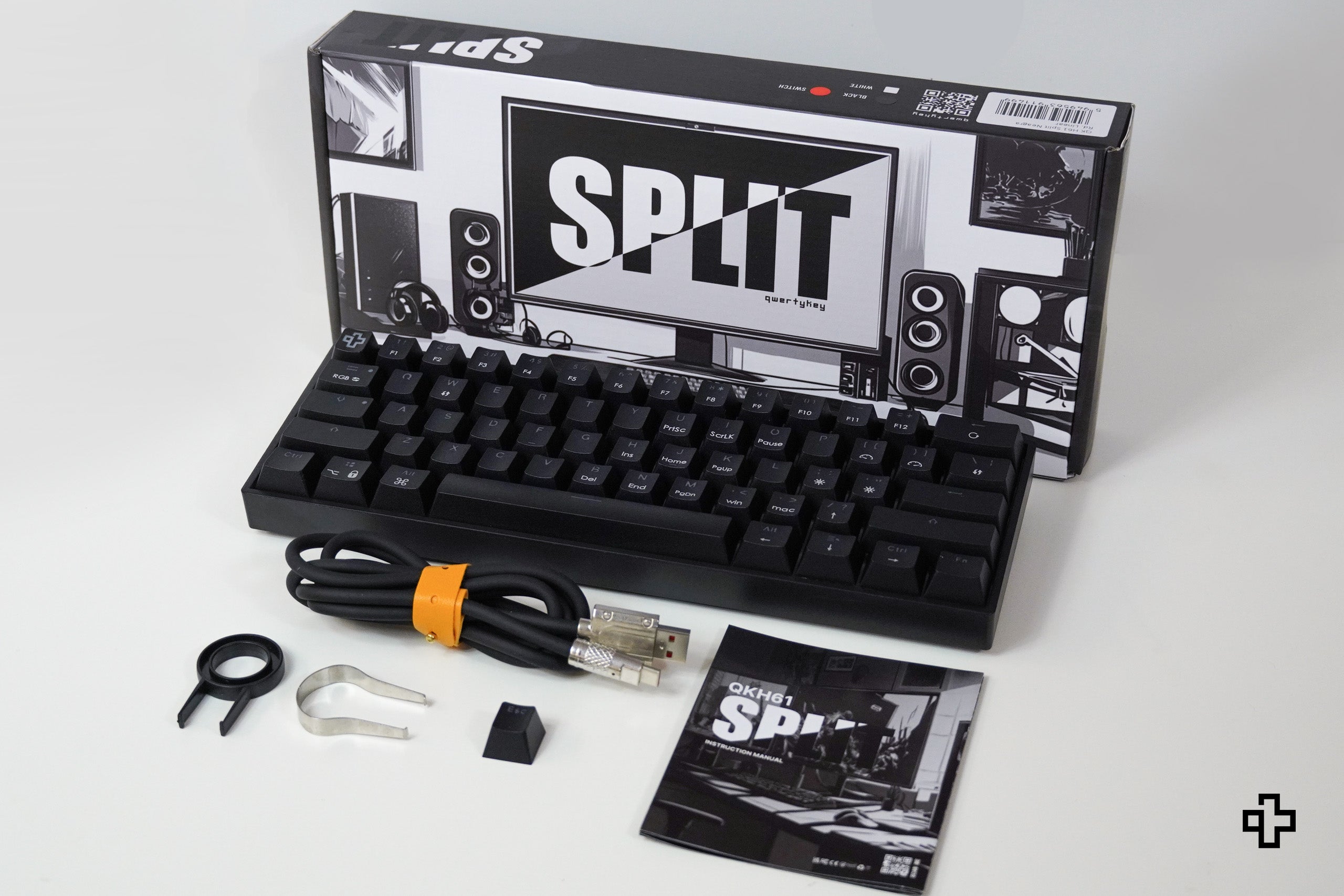 Clavier mécanique de jeu QwertyKey Split Neagra Hotswap RGB