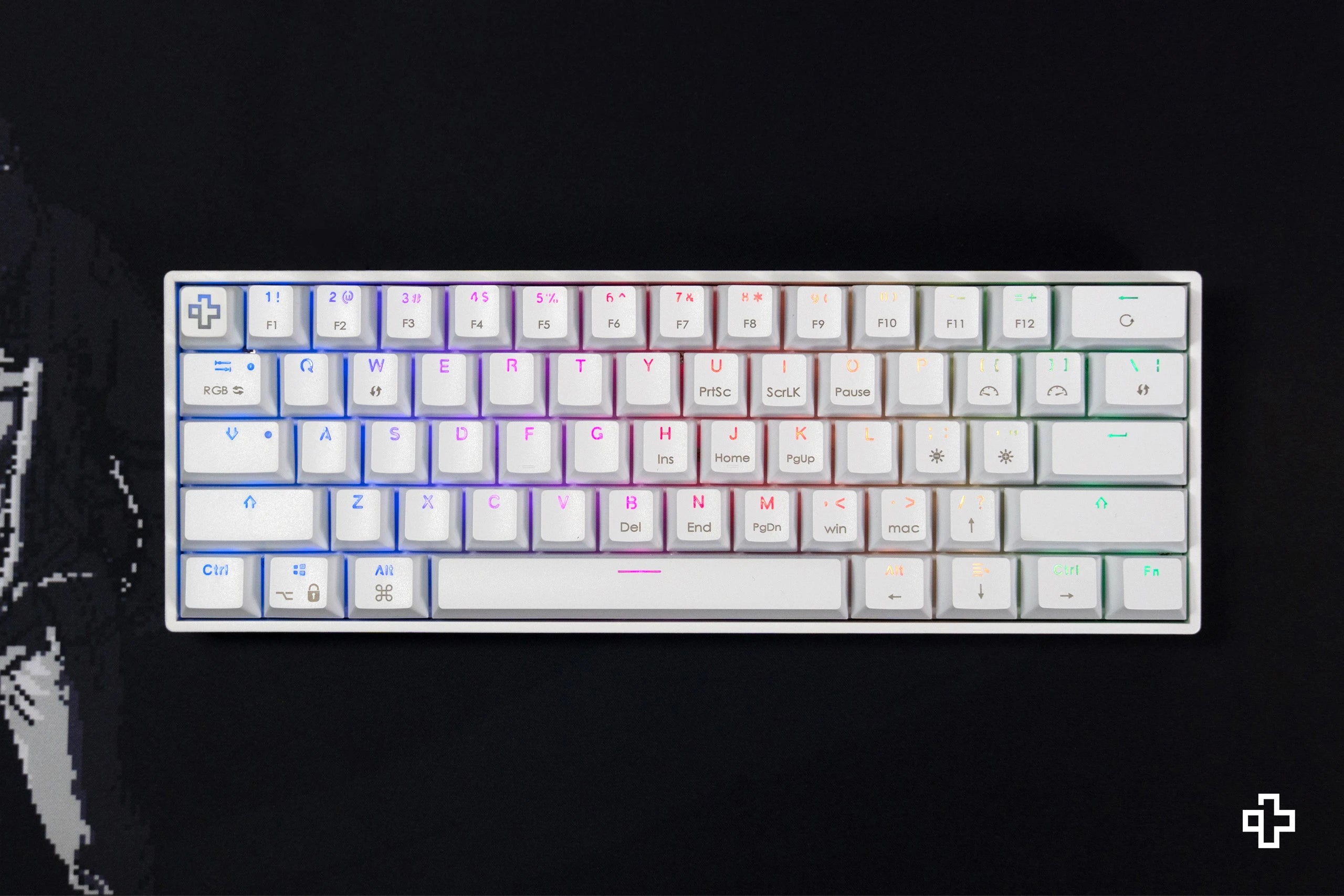 Clavier Mécanique Gaming QwertyKey H61 Split Alba Hotswap RGB