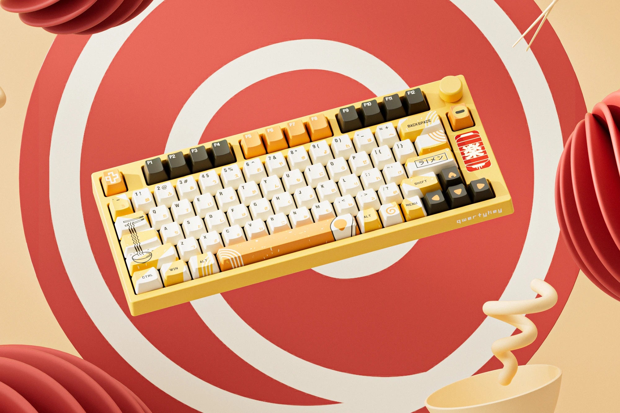 QwertyKey75 Ramen Bluetooth Wireless Hotswap RGB Gasket Mounted Mechanical Gaming Keyboard 