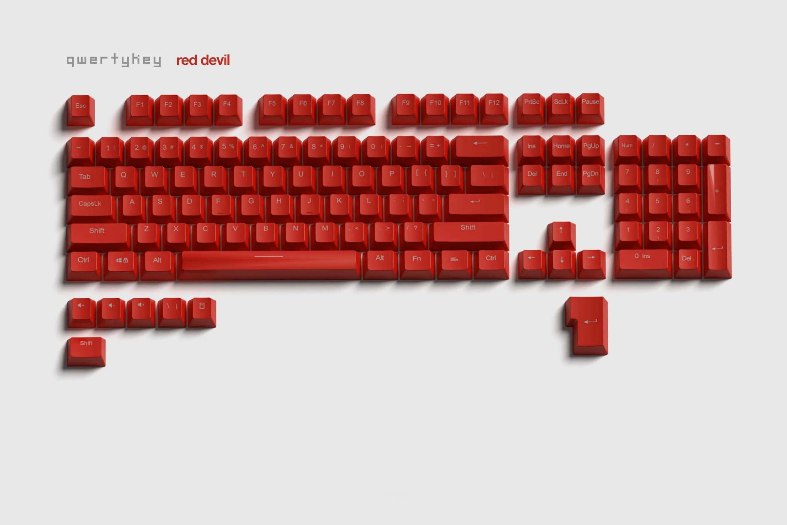 Set Taste QWERTY Red Devil Translucide Profil OEM Material ABS – doble disparo