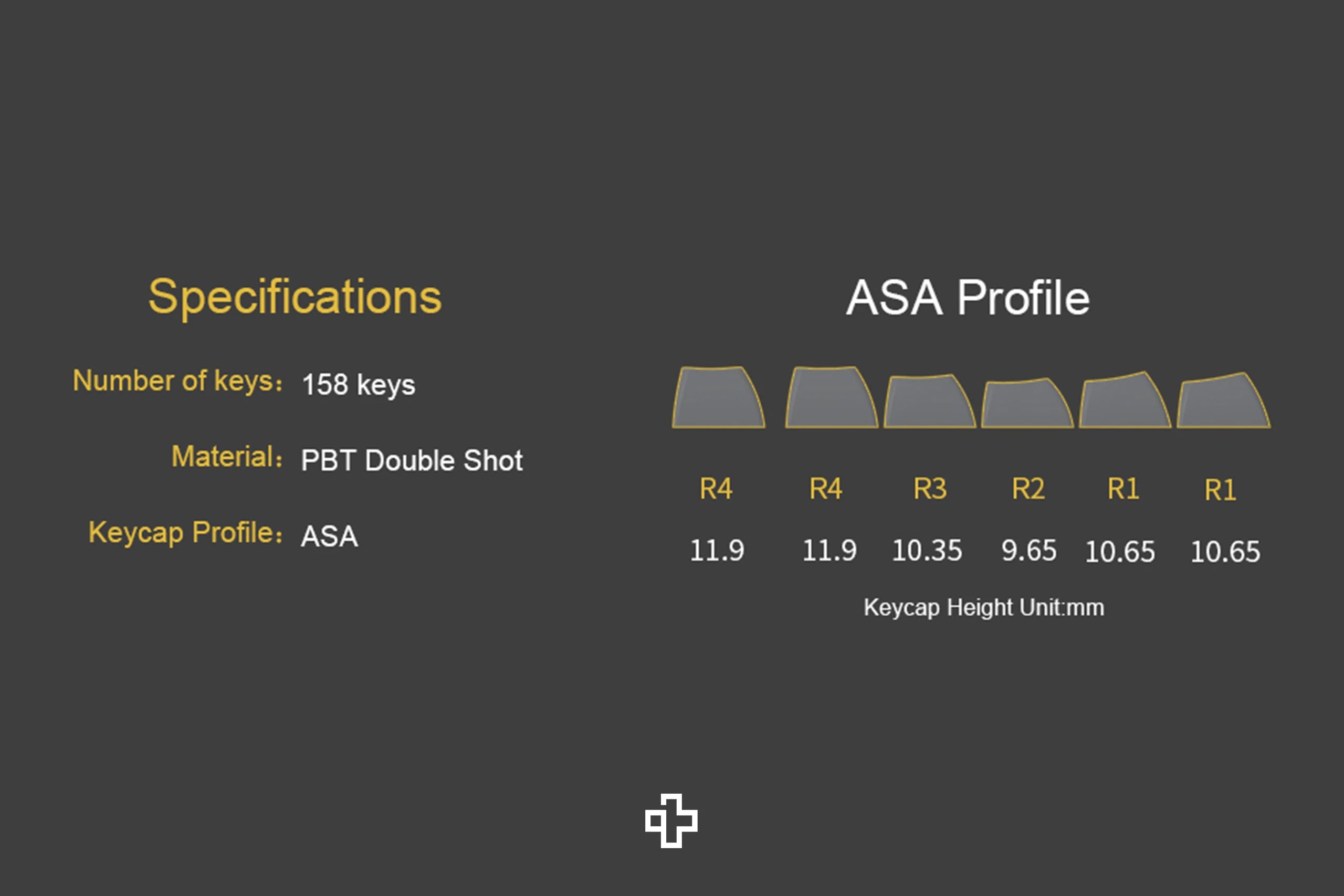 Key Set Black and Gold Hiragana PBT Double Shot Profile ASA